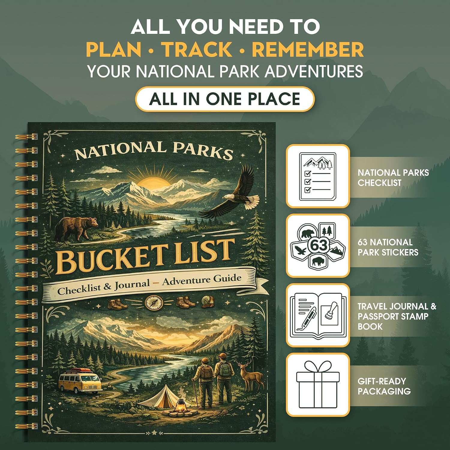 National Parks Bucket List Checklist & Journal – Adventure Guide, National Park
