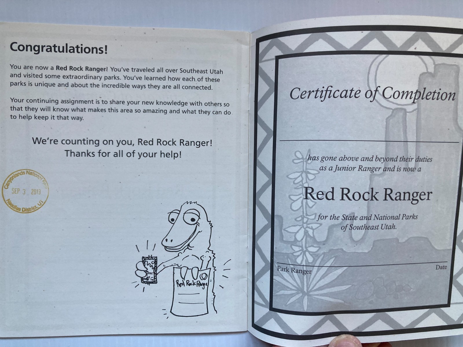 UNIQUE RED ROCK RANGER UTAH NATIONAL STATE PARKS JUNIOR CANYONLANDS PASSPORT