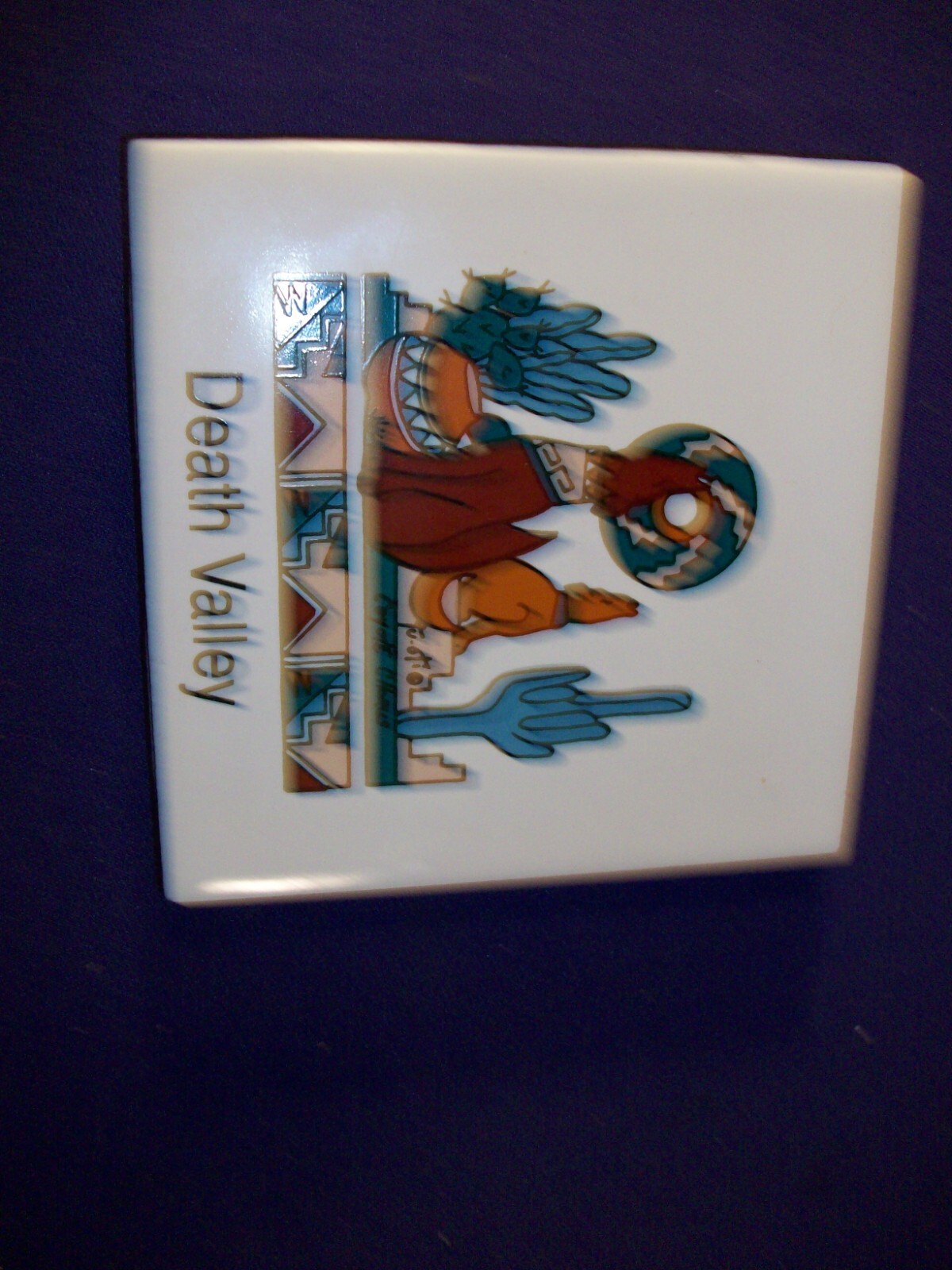 Fred Harvey DEATH VALLEY Tile Trivet Southwest Art Souvenir Vtg 3213-2488