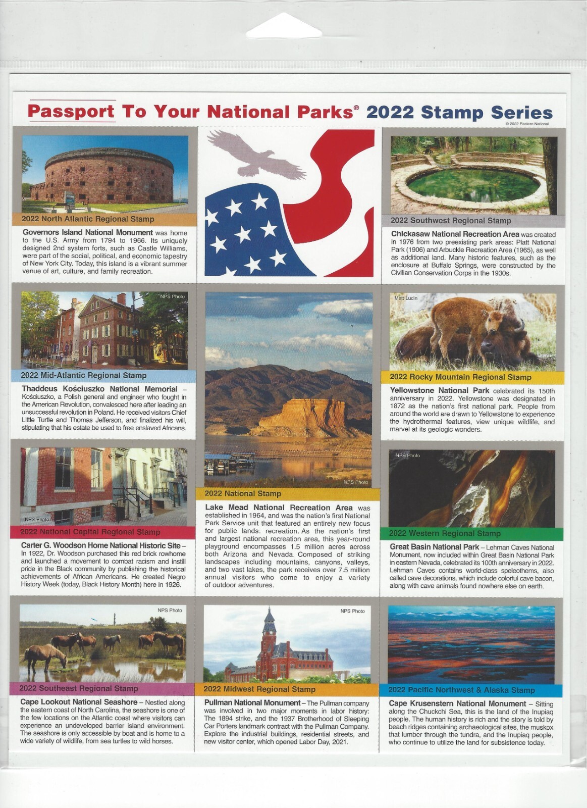 Passport To Your National Parks 2022 Stamp Series Sealed Self Adhesive Set of 10