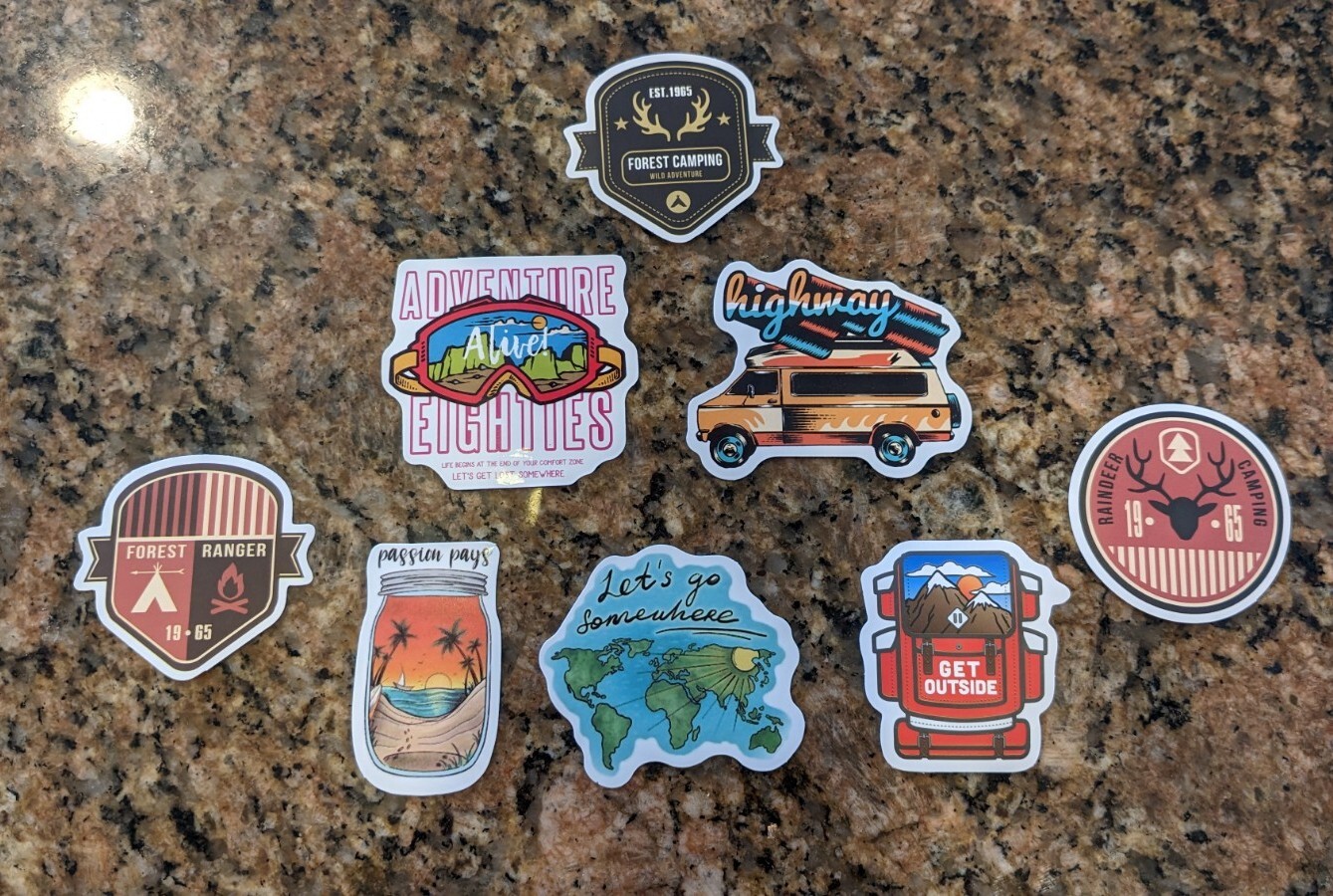 A set of Camping Outdoor Sticker Decals