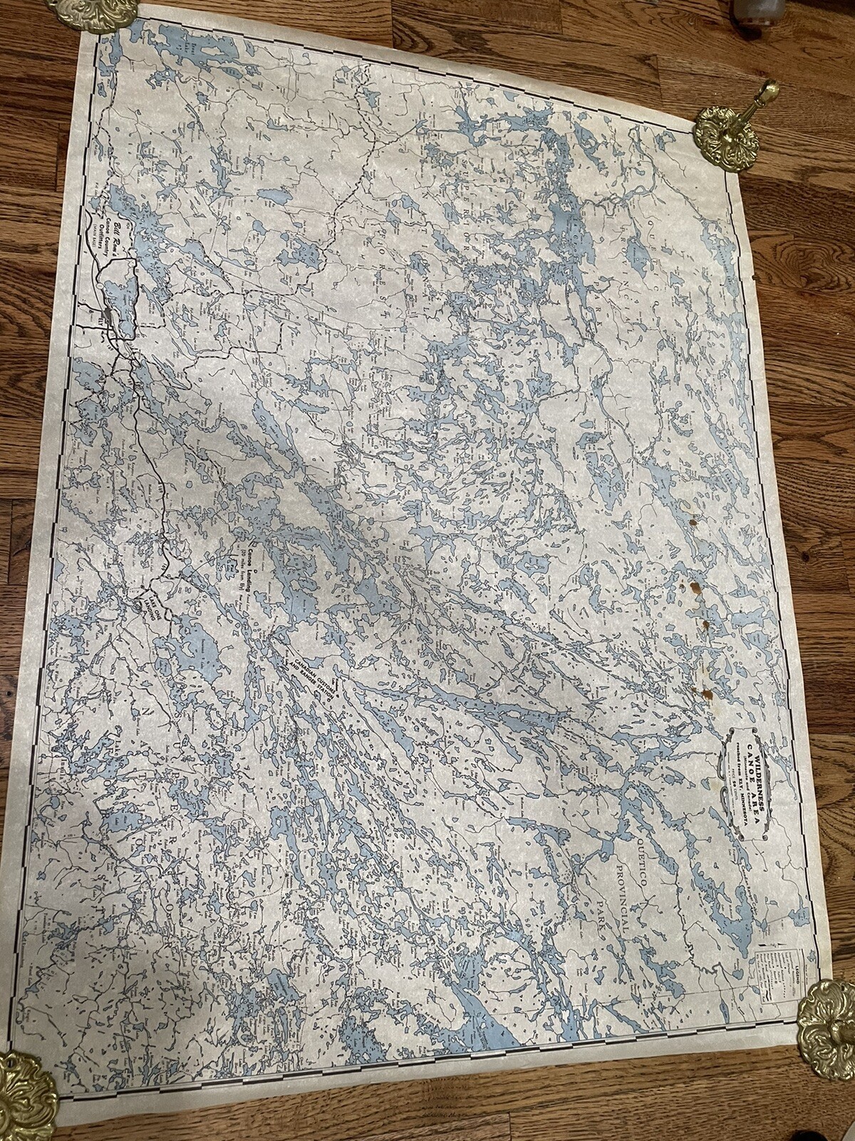 Vintage Minnesota Canada wilderness canoe area 1956 map Poster +
