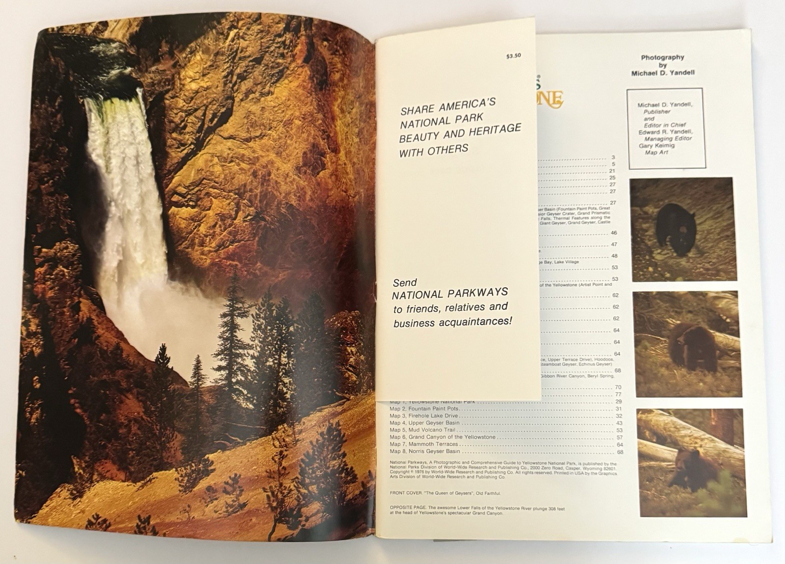 Vtg 1976 National Parkways Yellowstone National Park Photographic Large Guide