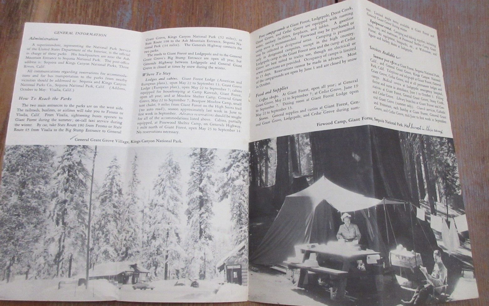 Vintage 1957 SEQUOIA AND KINGS CANYON NATIONAL PARKS CALIFORNIA Map & Guide