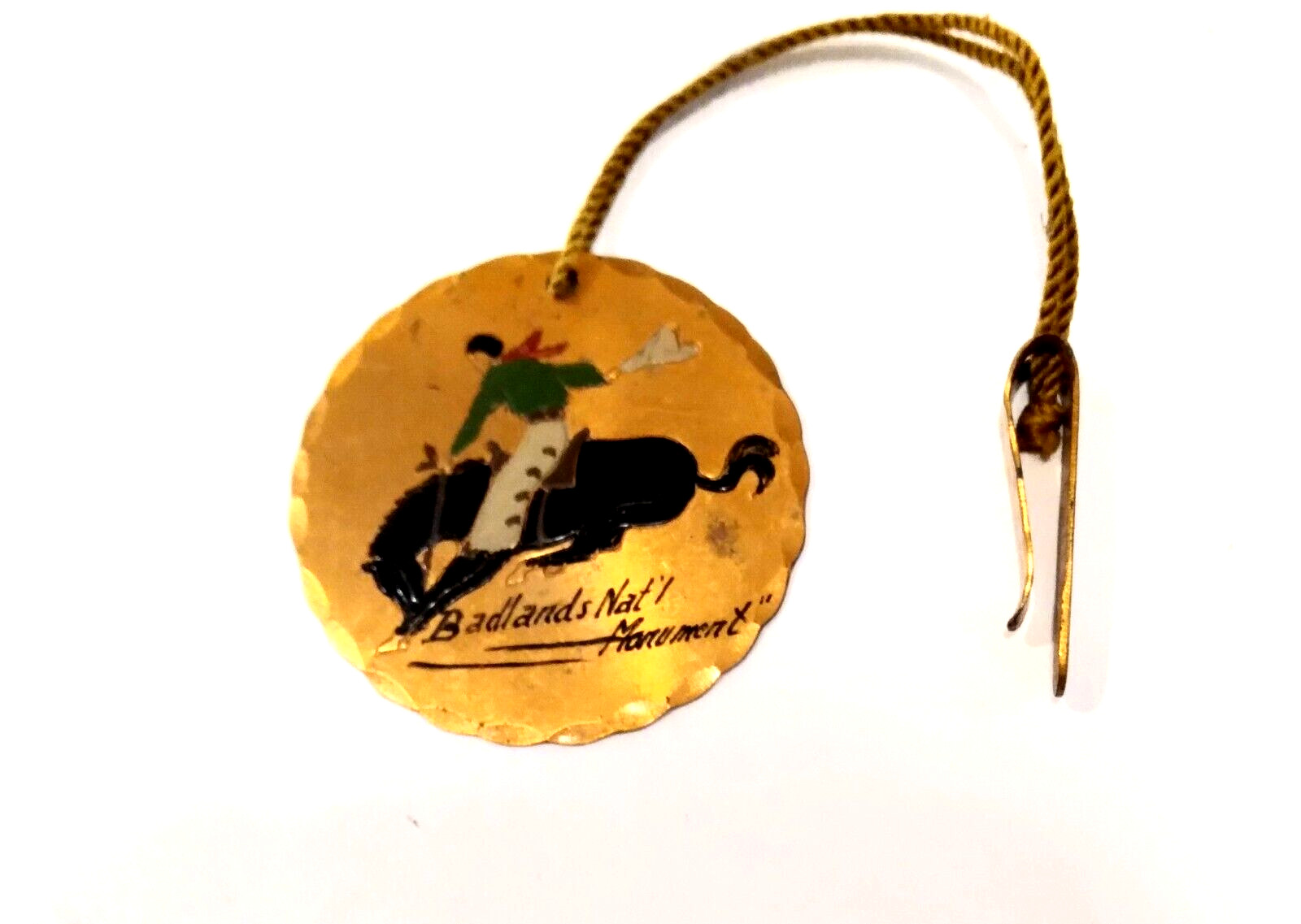 Vintage Hand Painted Copper Badlands National Monument SD Souvenir Bookmark