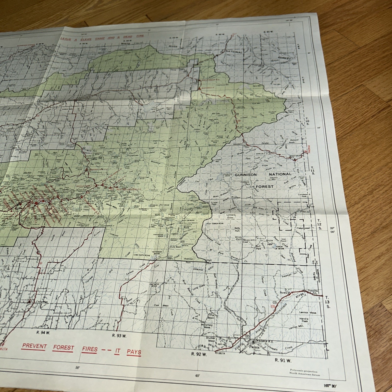 1959 GRAND MESA NATIONAL FOREST, Colorado MAP 22″ x 33″