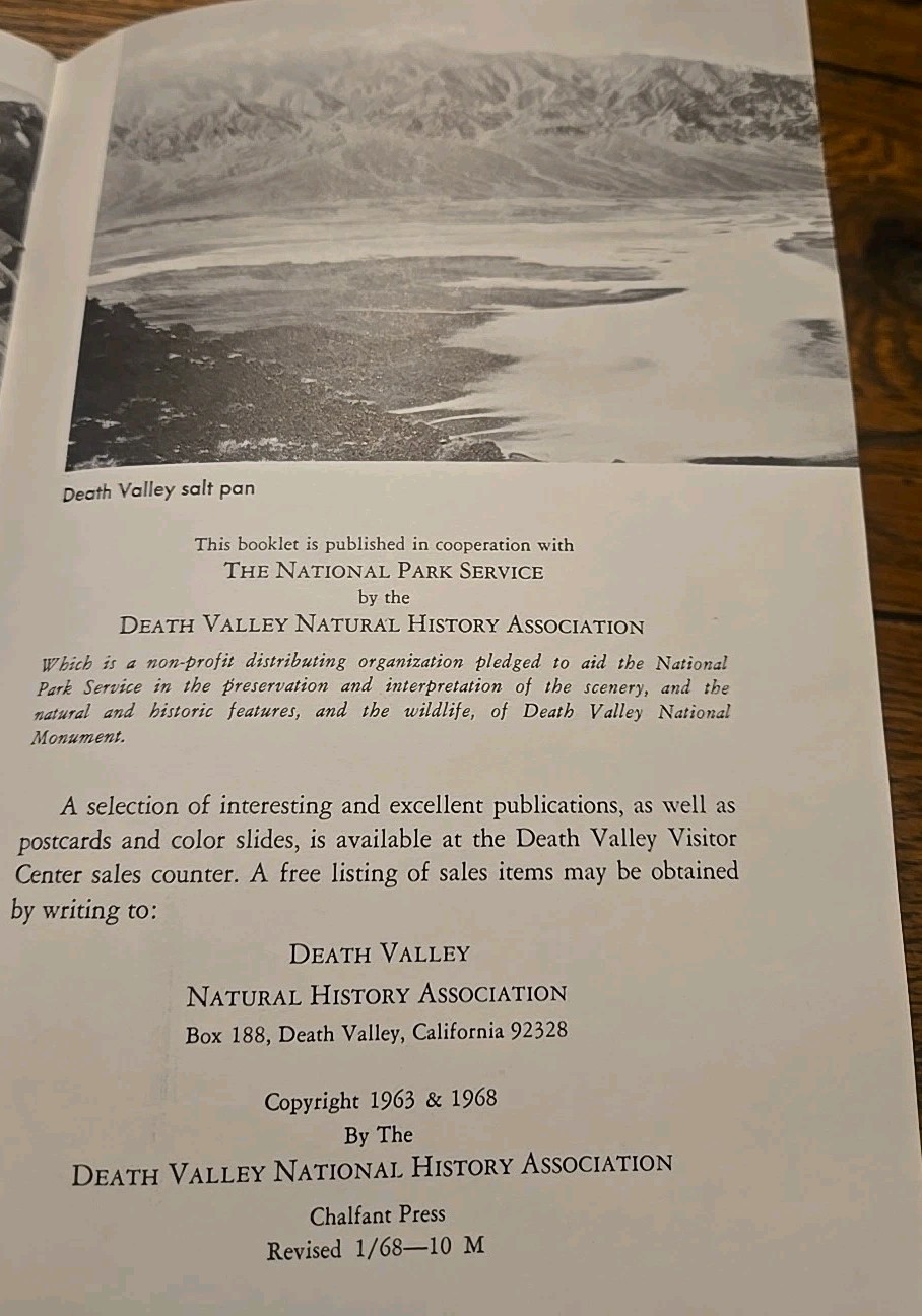 Vintage Badwater Self- Guiding Auto Tour Death Valley California 1968 Brochure