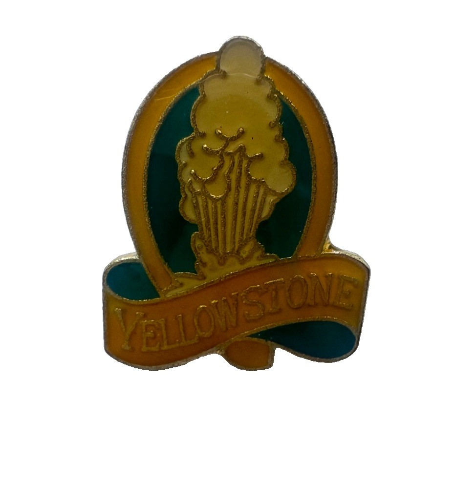Vintage Yellowstone National Park Old Faithful Geyser Enamel Lapel Pin Souvenir