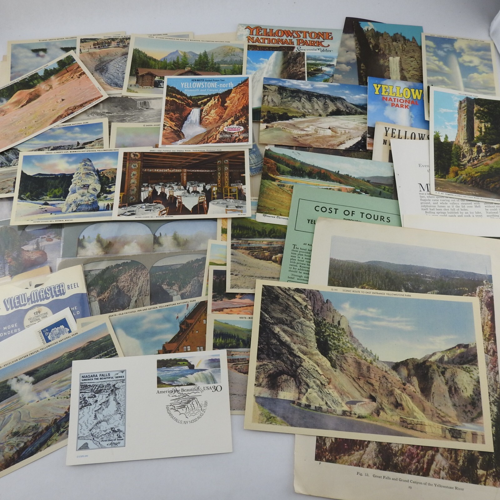 Vintage Yellowstone National Park Ephemera Mixed Lot Papers Postcard View Master