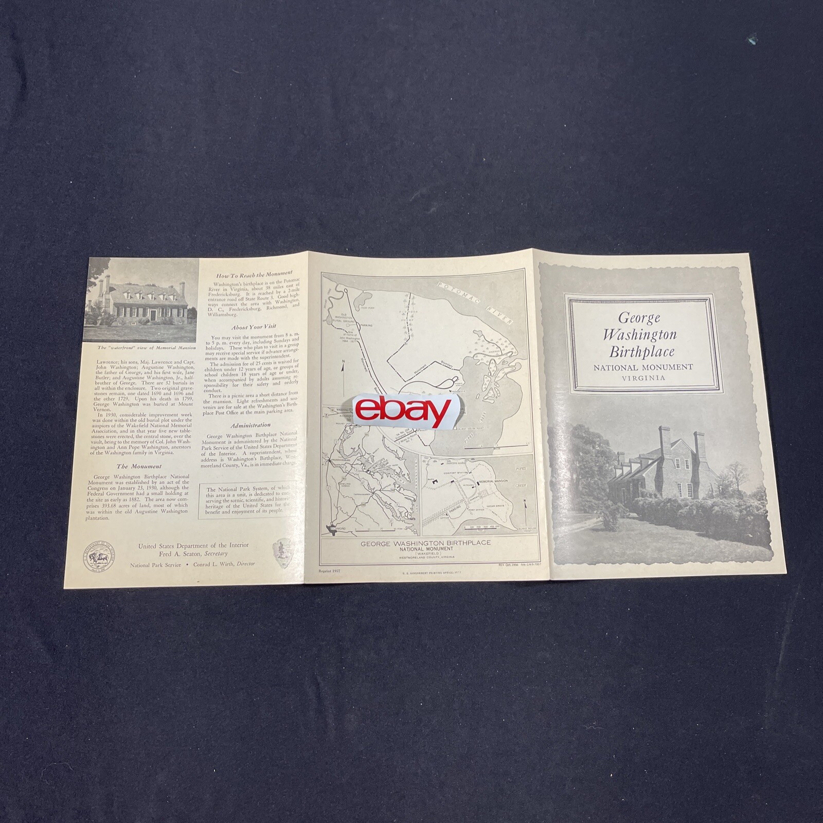 Vtg 1957 George Washington Birthplace National Monument Brochure Pamphlet VA