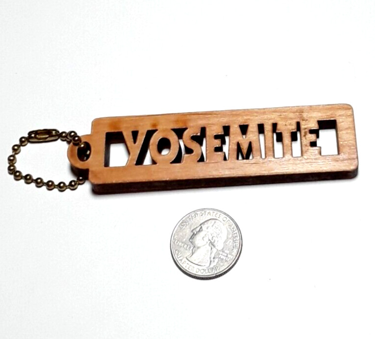 YOSEMITE Wooden Rectangle Keyring Keychain EUC