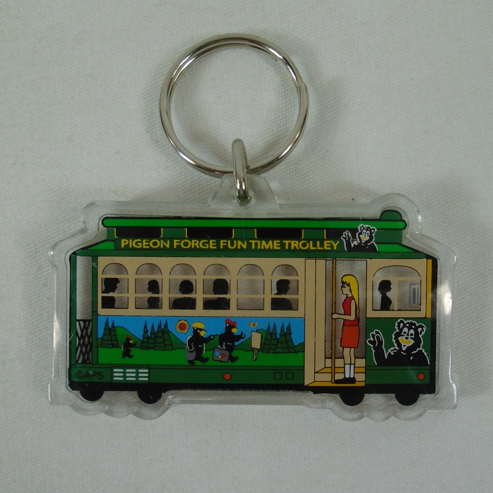 Pigeon Forge Tennessee Run Time Trolley Keychain Great Smoky Mountains