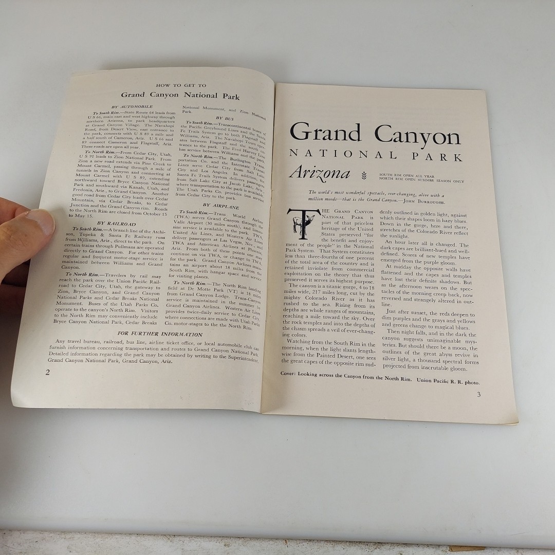 Grand Canyon National Park Arizona Visitors Guide Brochure Revised 1951