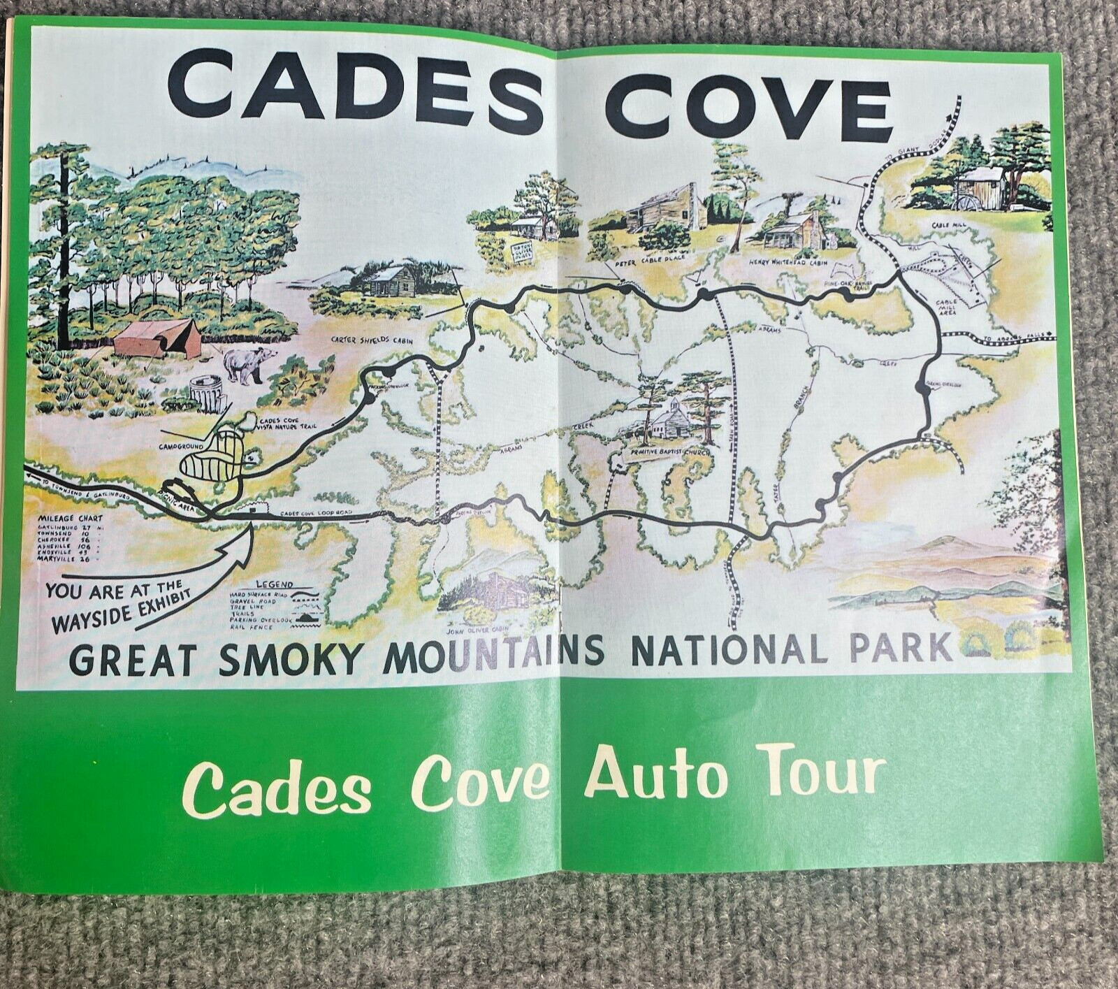 Vintage 1970s Cades Cove Self-Guiding Auto Tour Travel Guide Brochure Booklet
