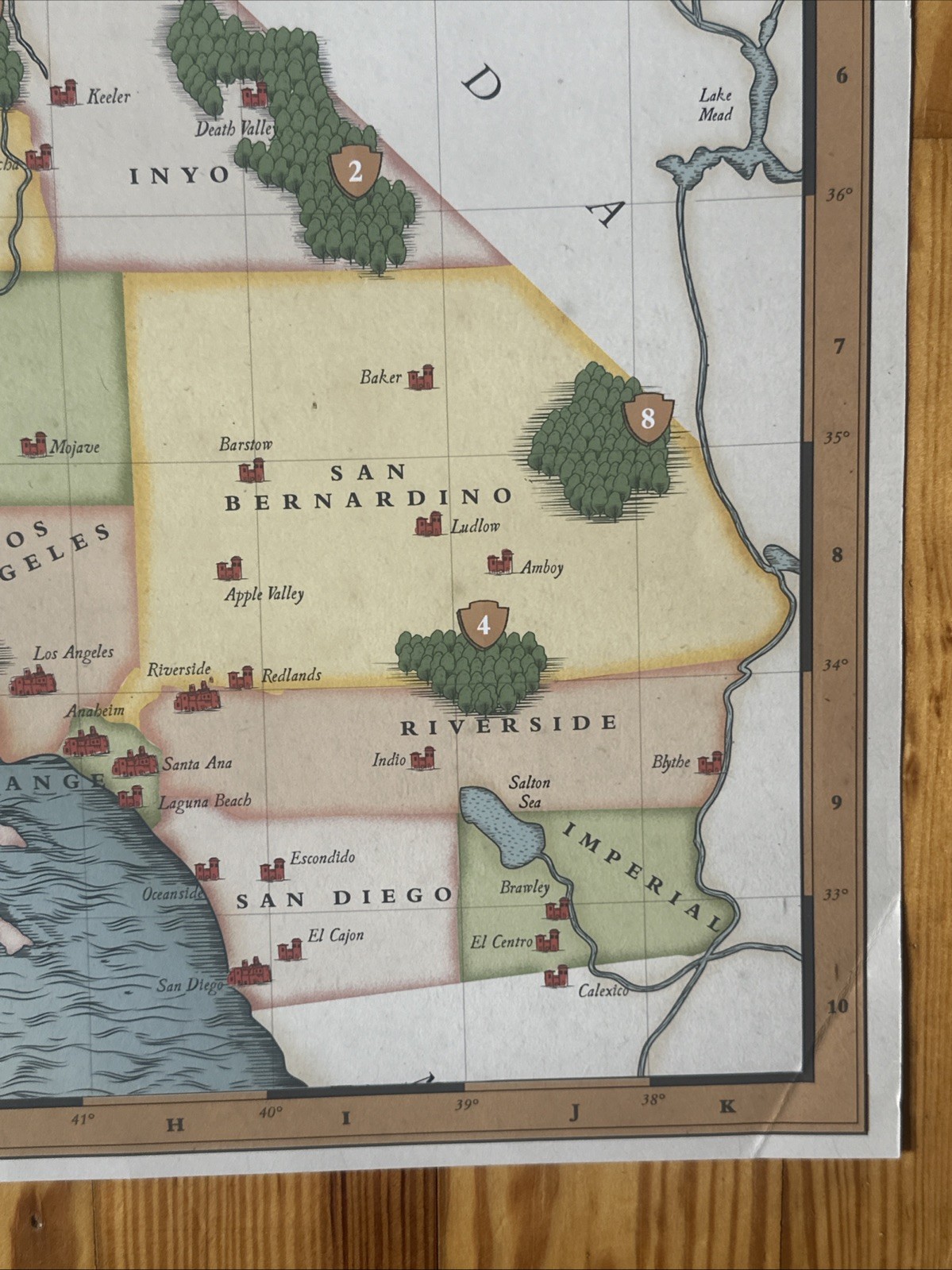Cool Retro California National Parks Map