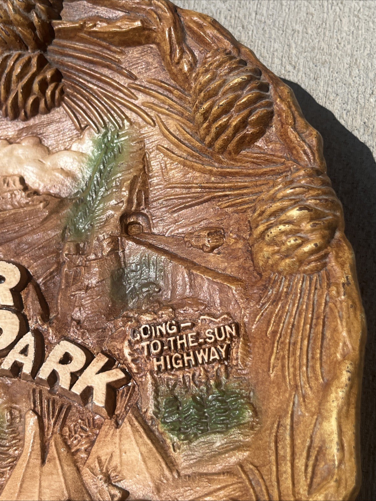 VTG Glacier National Park MT Faux Wood Plastic Shallow Bowl Travel Souviner Wall