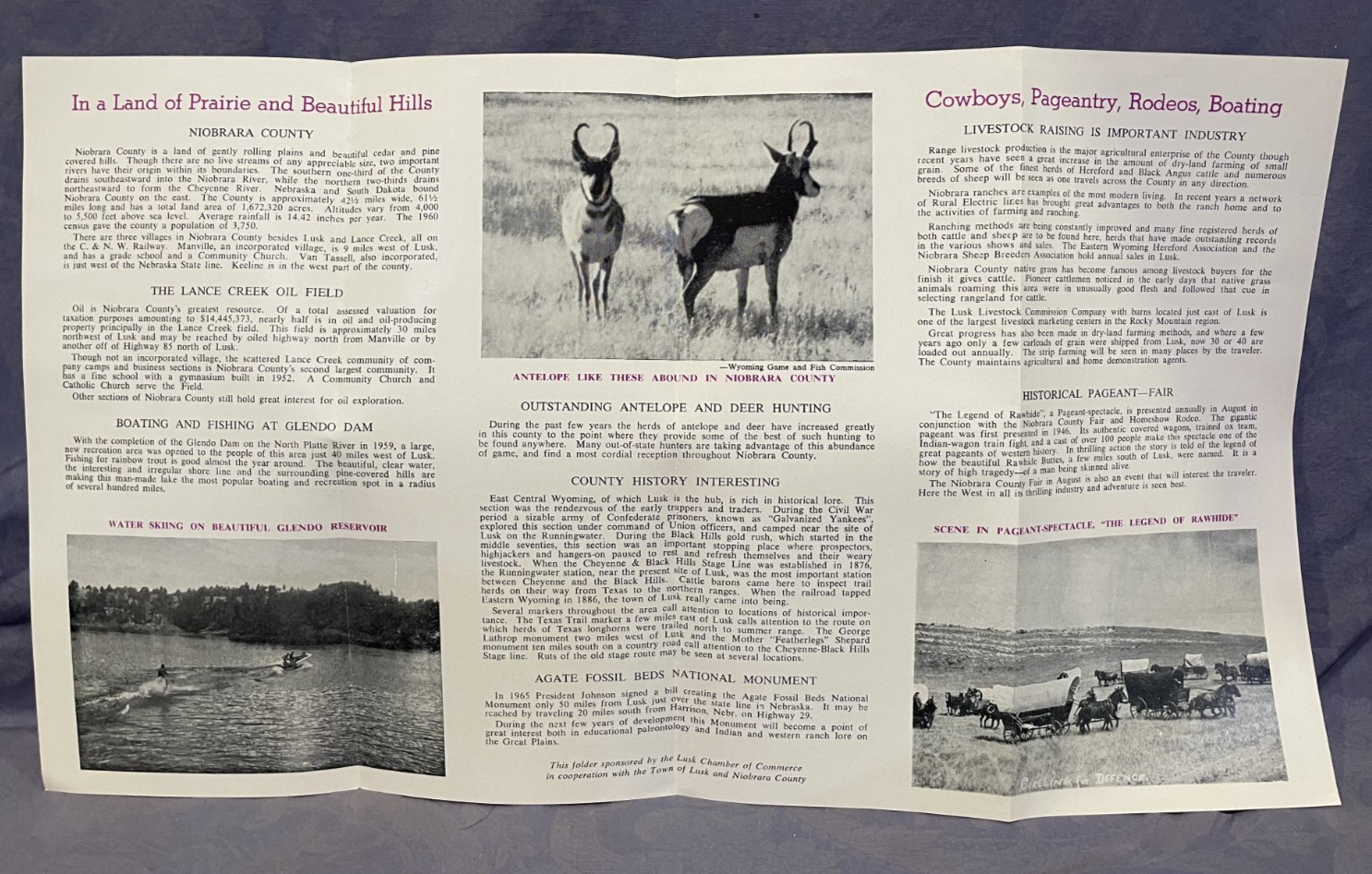 Lusk Wyoming fold out travel brochure