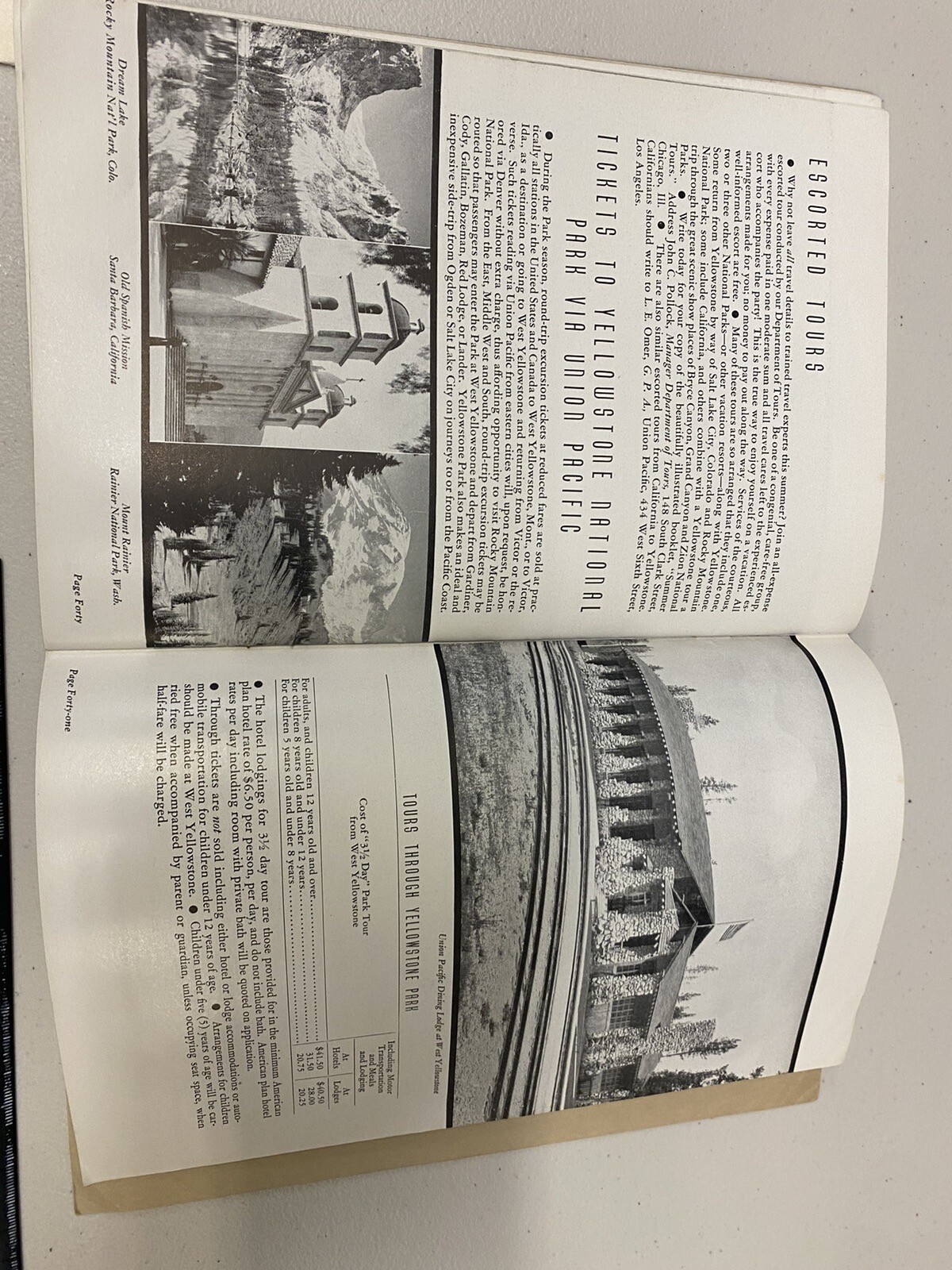 1930sTRAVEL PROGRAM YELLOWSTONE & GRAND TETON NATIONAL PARKS BY UNION PACIFIC RR
