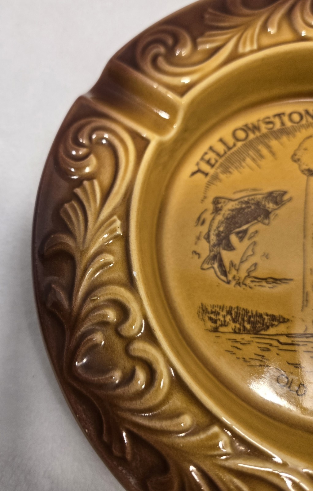 Vintage Yellowstone National Park Old Faithful Ashtray Ceramic