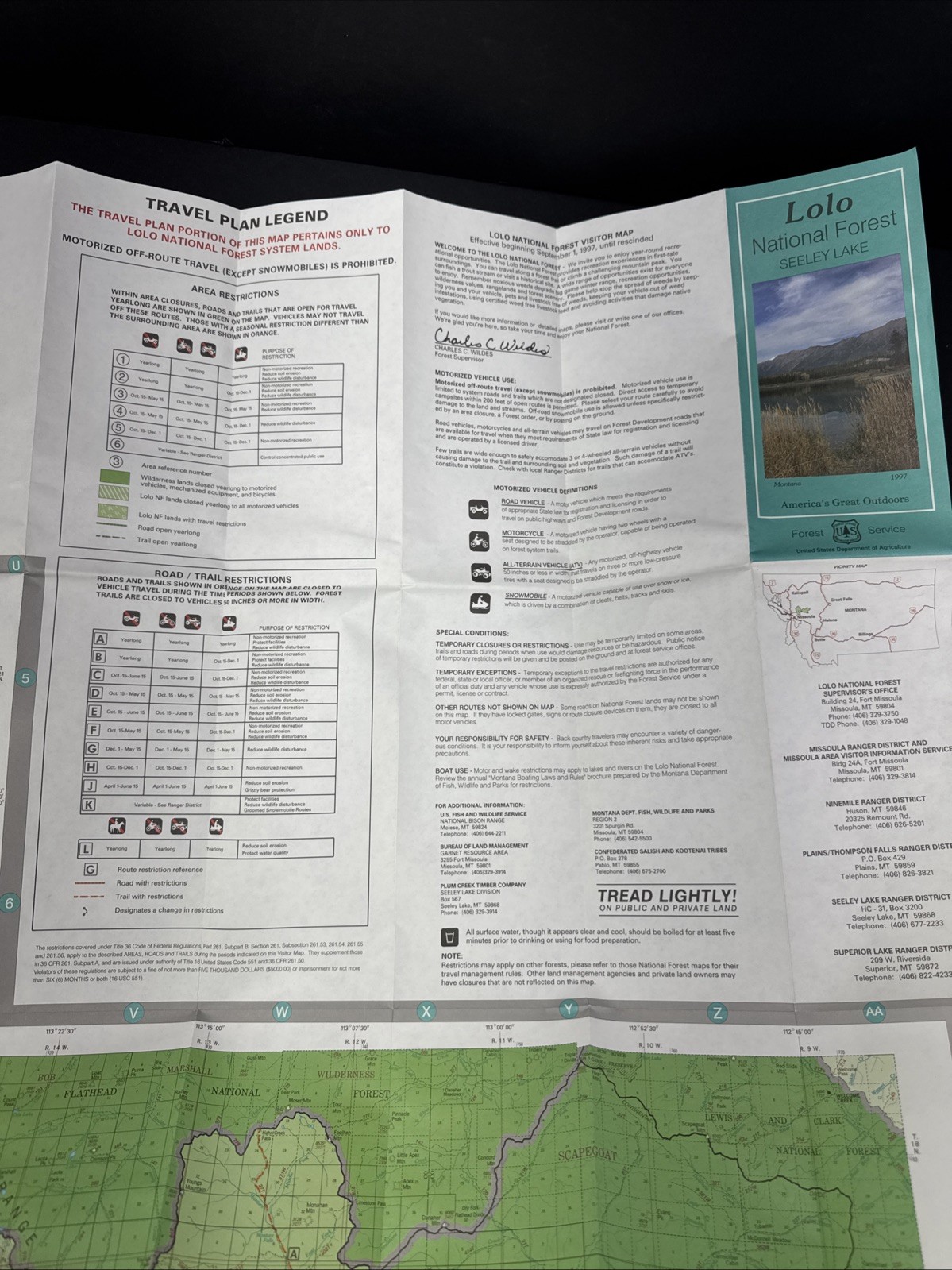 National Forest Map – Lolo – Seeley Lake – Montana 1997 Recreation Guide