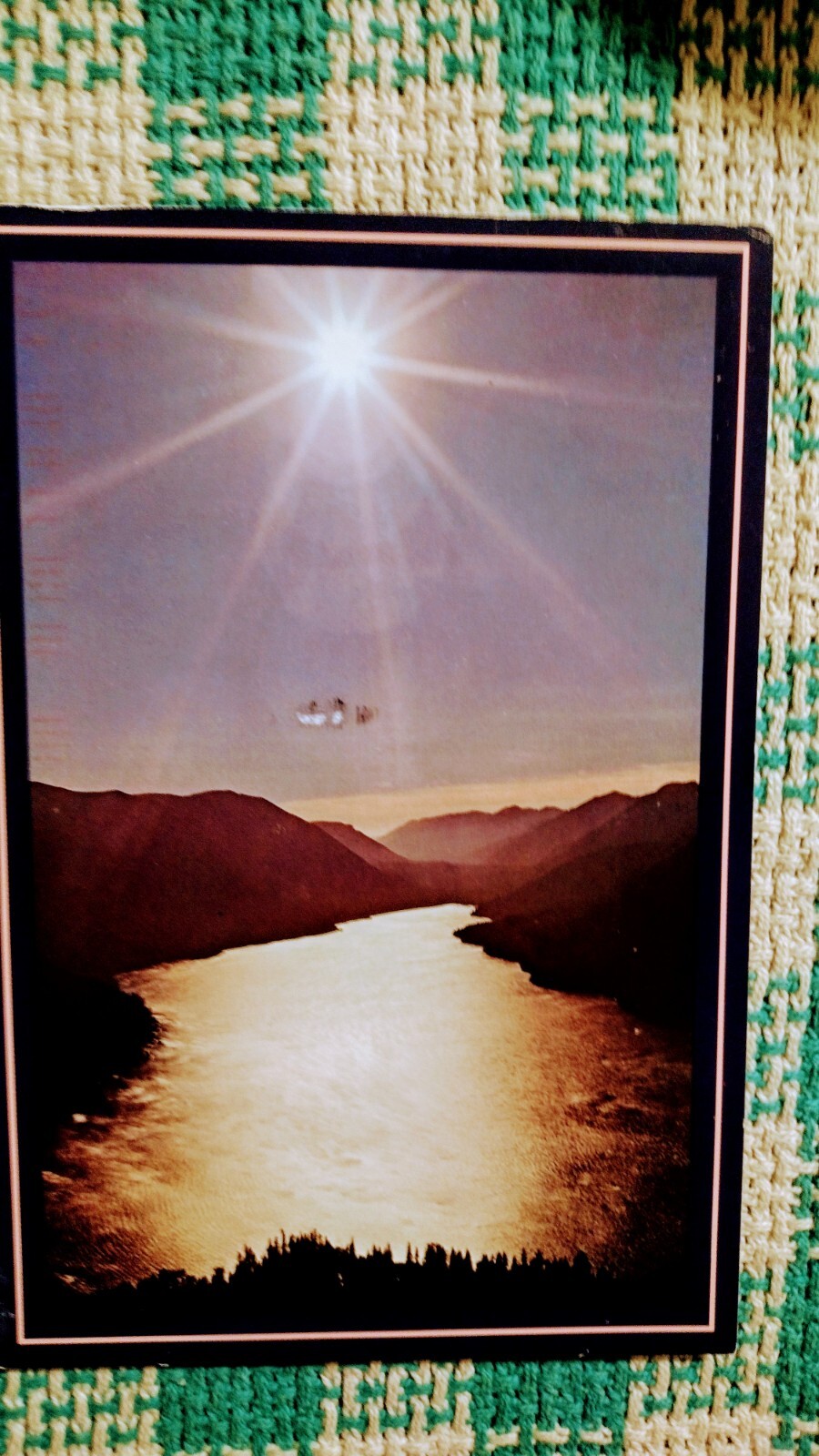 BEAUTIFUL CHROME STYLE POST CARD AERIAL VIEW LAKE CRESCENT WASHINGTON