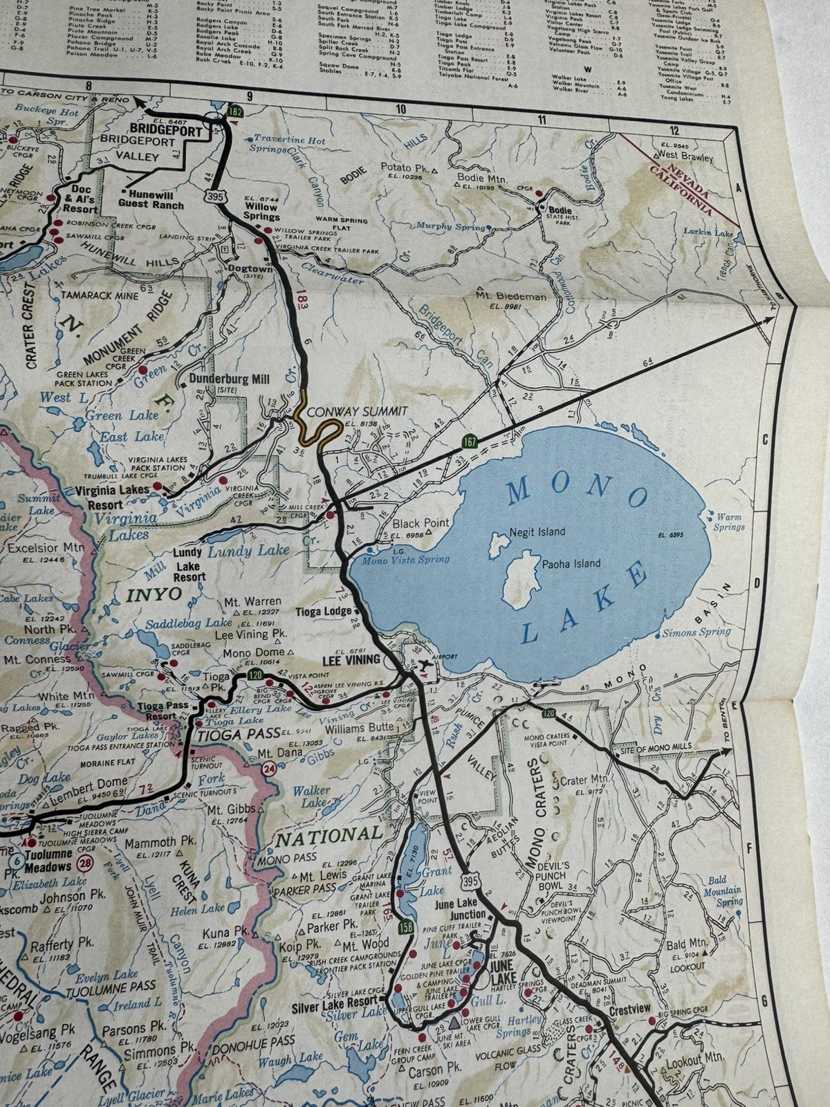 1977 Guide to Yosemite National Park Fold Out Map AAA