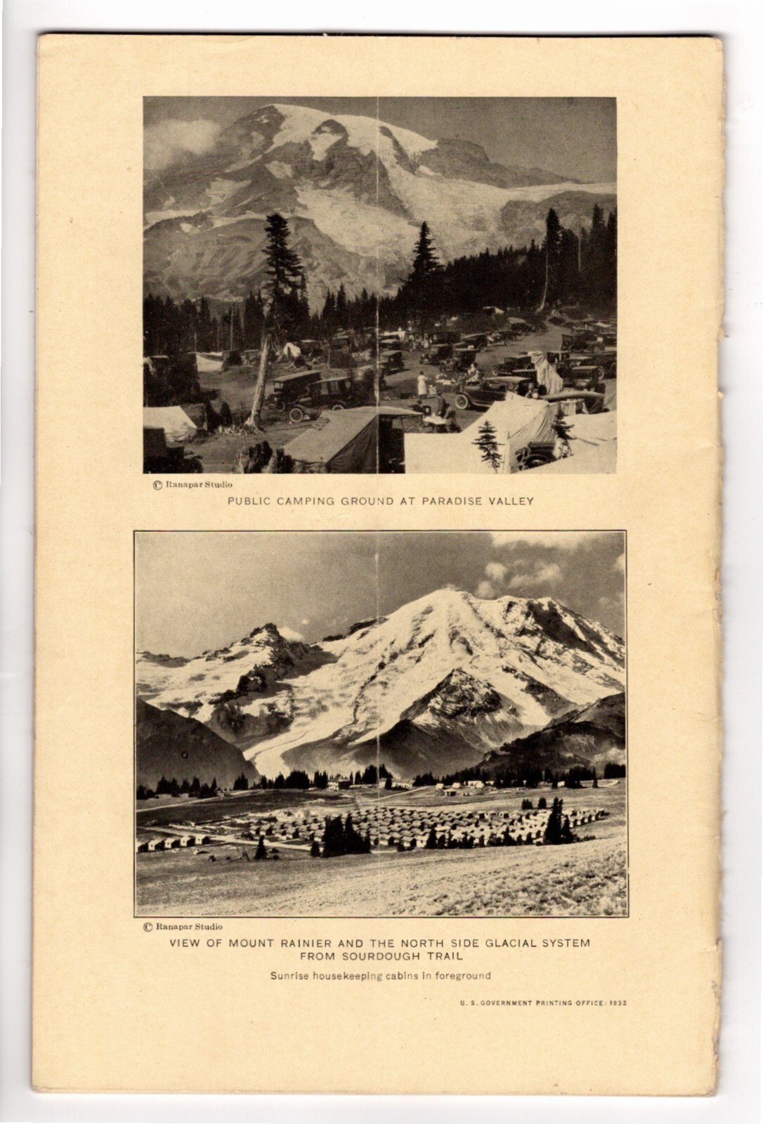 Pamphlet, MOUNT RAINIER NATIONAL PARK, WASHINGTON, U.S. Dept. of Interior, 1932