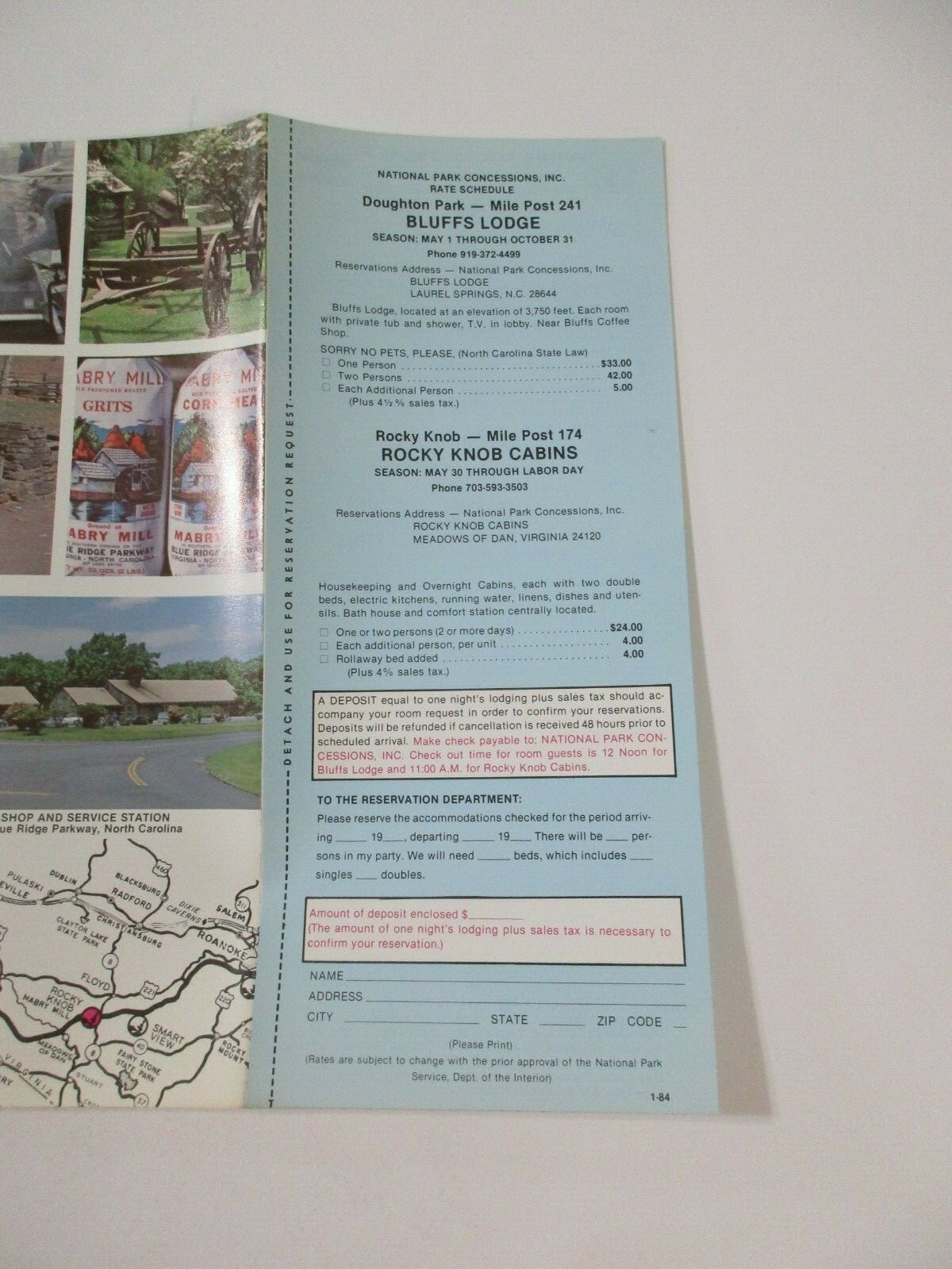 1984 Blue Ride Parkway National Park Virginia NC Travel Map Guide Brochure-B36