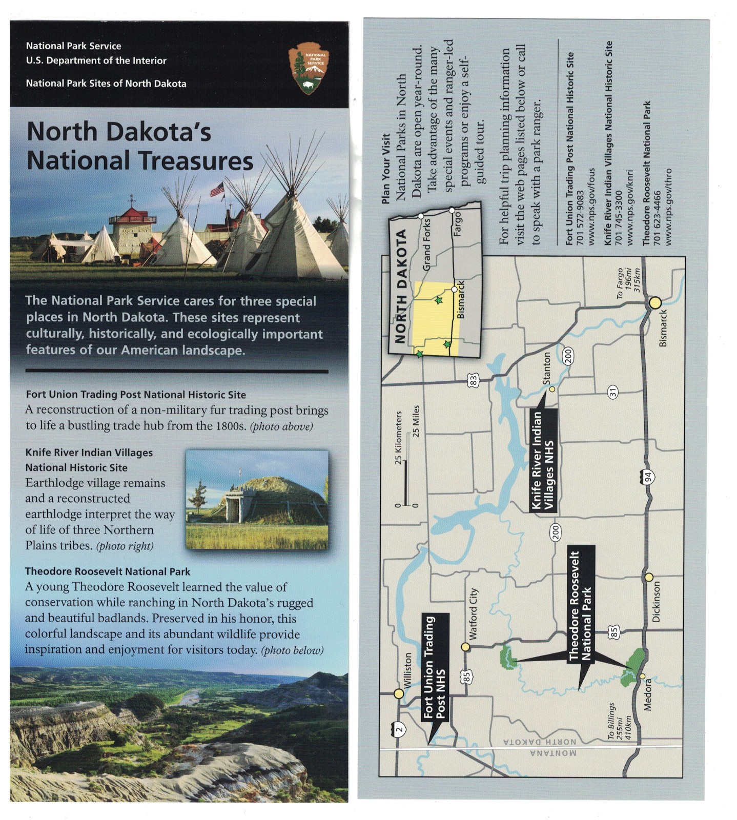 National Park Sites of North Dakota National Park Service Rack Card