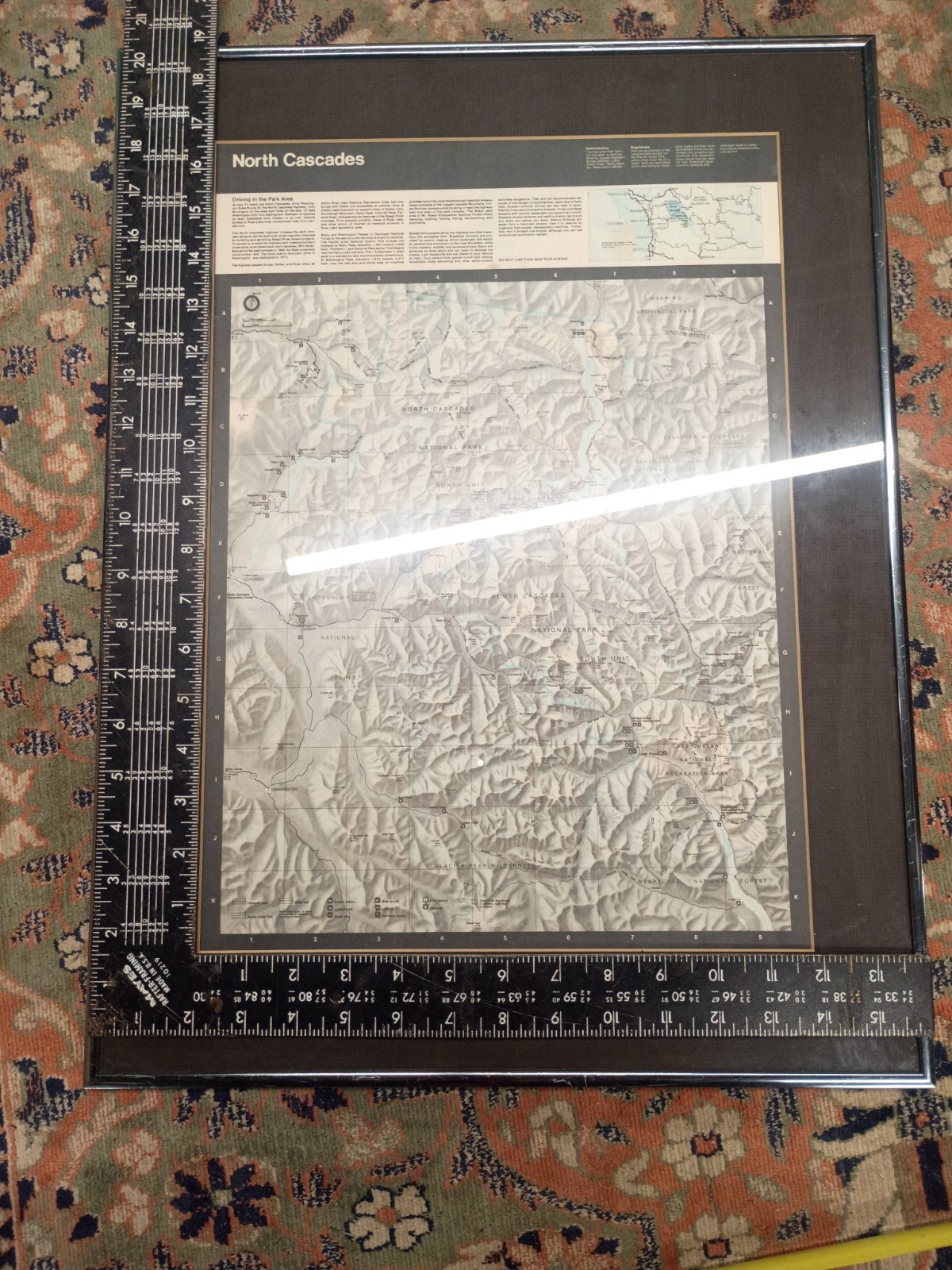 North Cascades National Park Framed Relief Map Vintage Topographic Wall Art…