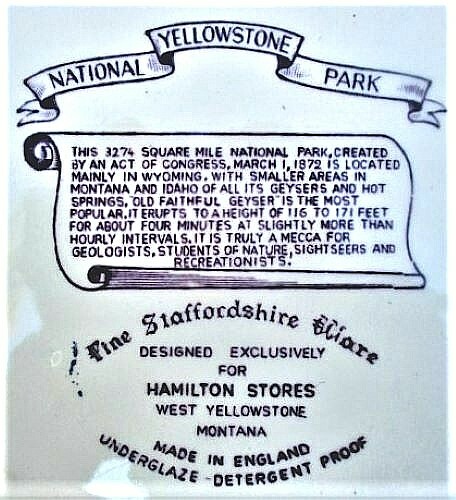 1940’S OLD FAITHFUL – YELLOWSTONE – STAFFORDSHIRE ASHTRAY – ENGLAND