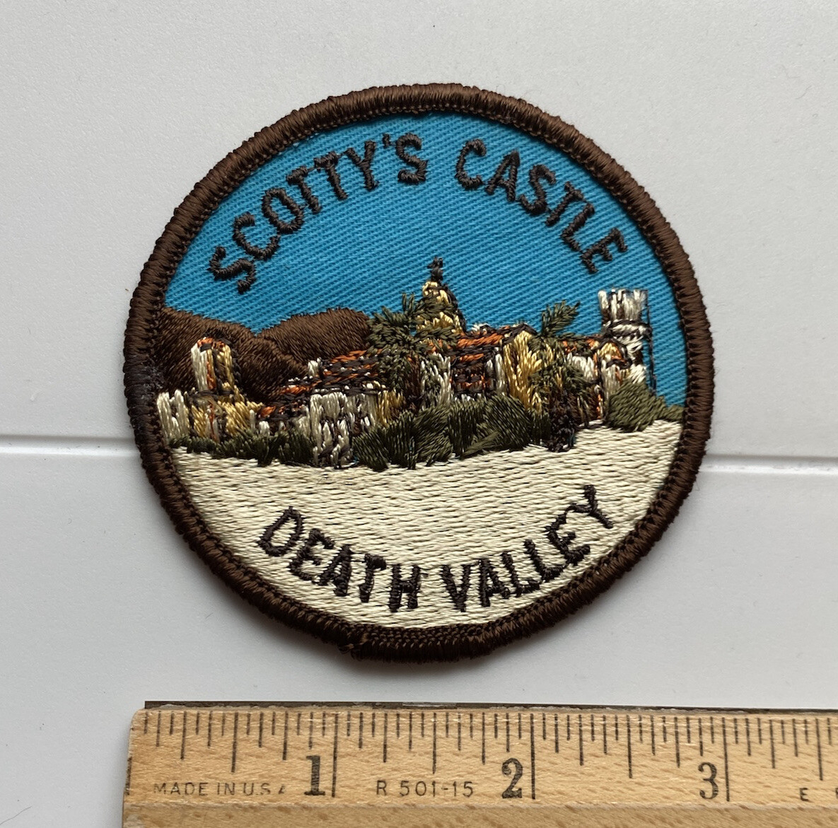 Vintage Scotty’s Castle Death Valley National Park CA Round Embroidered Patch