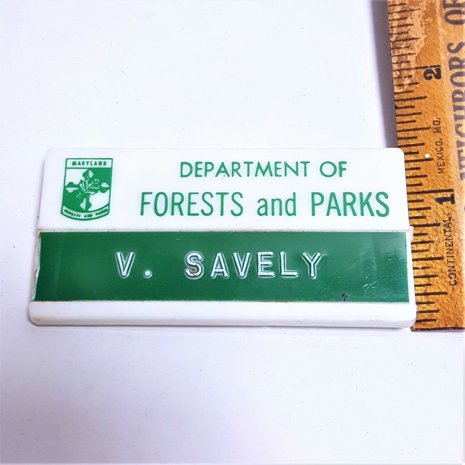 1960s Vintage U.S. Department Of Forests and Parks Service Name Tag Pin Badge