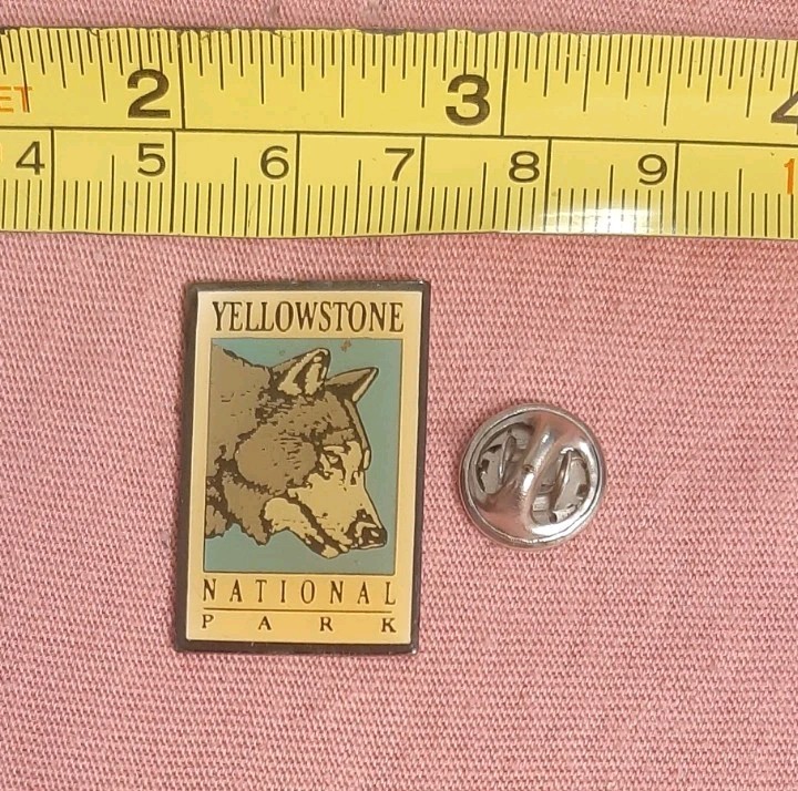 Vintage Yellowstone National Park Gray Wolf Face Profile Head Souvenir Lapel Pin