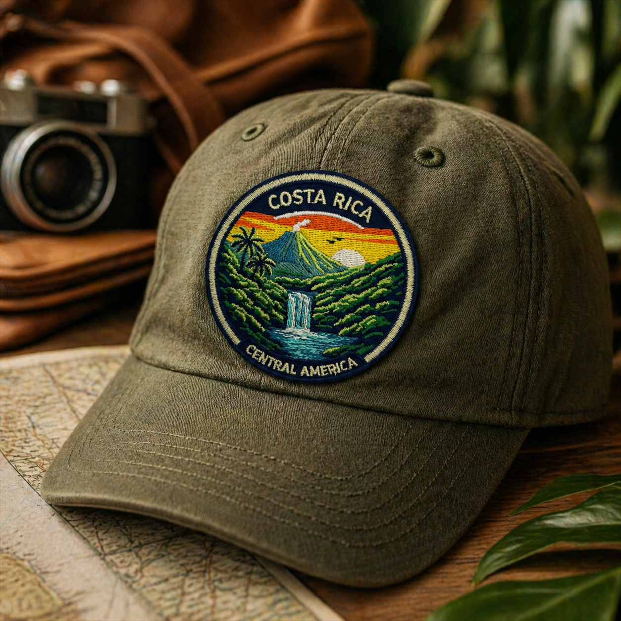 Costa Rica Patch 3 Inch Iron On Embroidered Volcano Waterfall Travel Souvenir