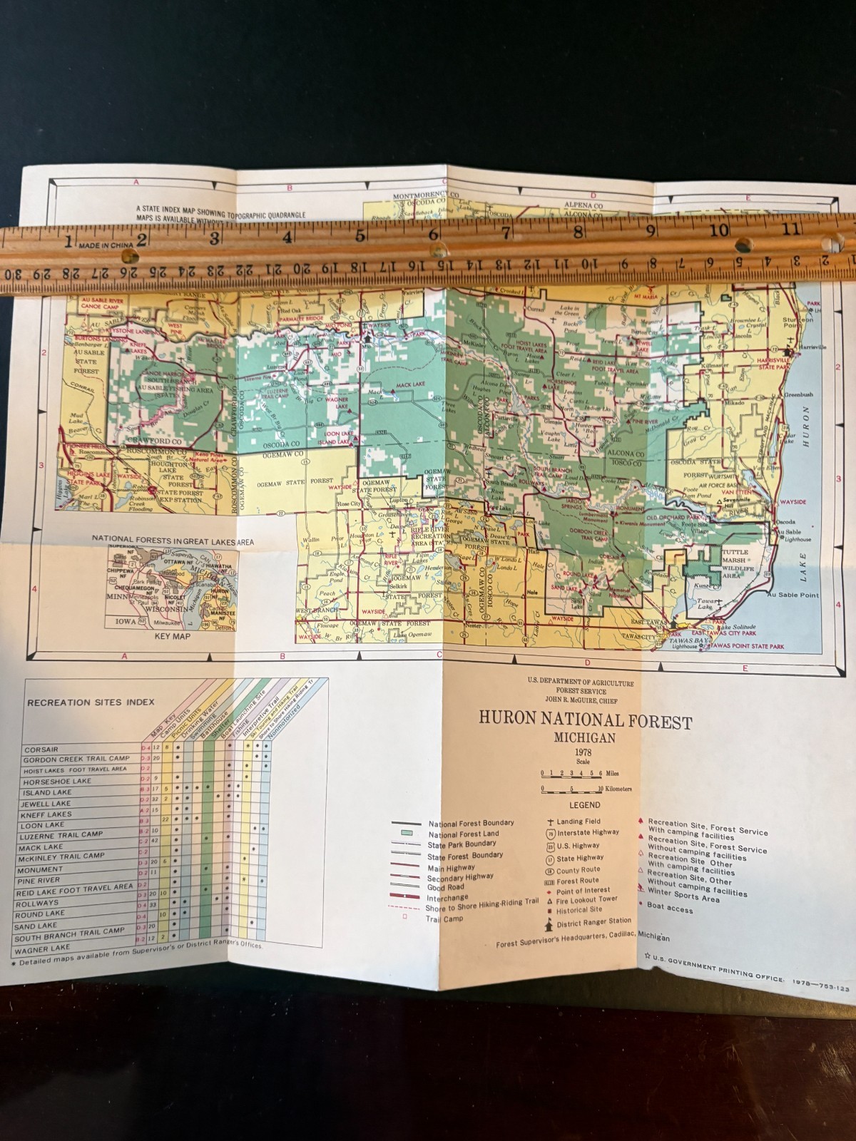 1978 Huron National Forest Michigan Brochure, Map Ephemera