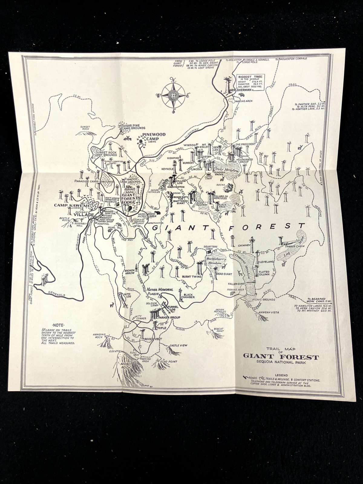 1948 SEQUOIA NATIONAL PARK FOLDOUT MAP AND VISITOR’S GUIDE