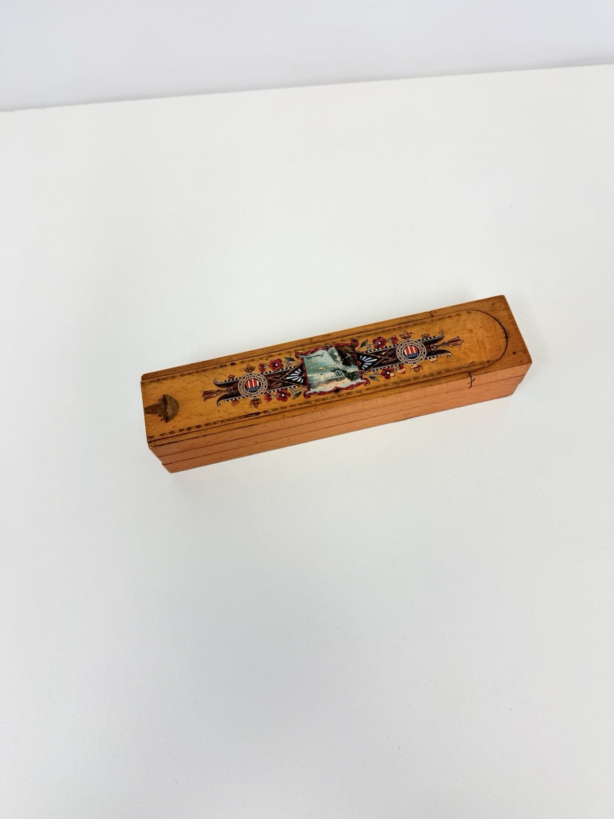 Antique NIAGARA FALLS ARTIST PUZZLE BOX *3 LAYERS* c.1880 Rare