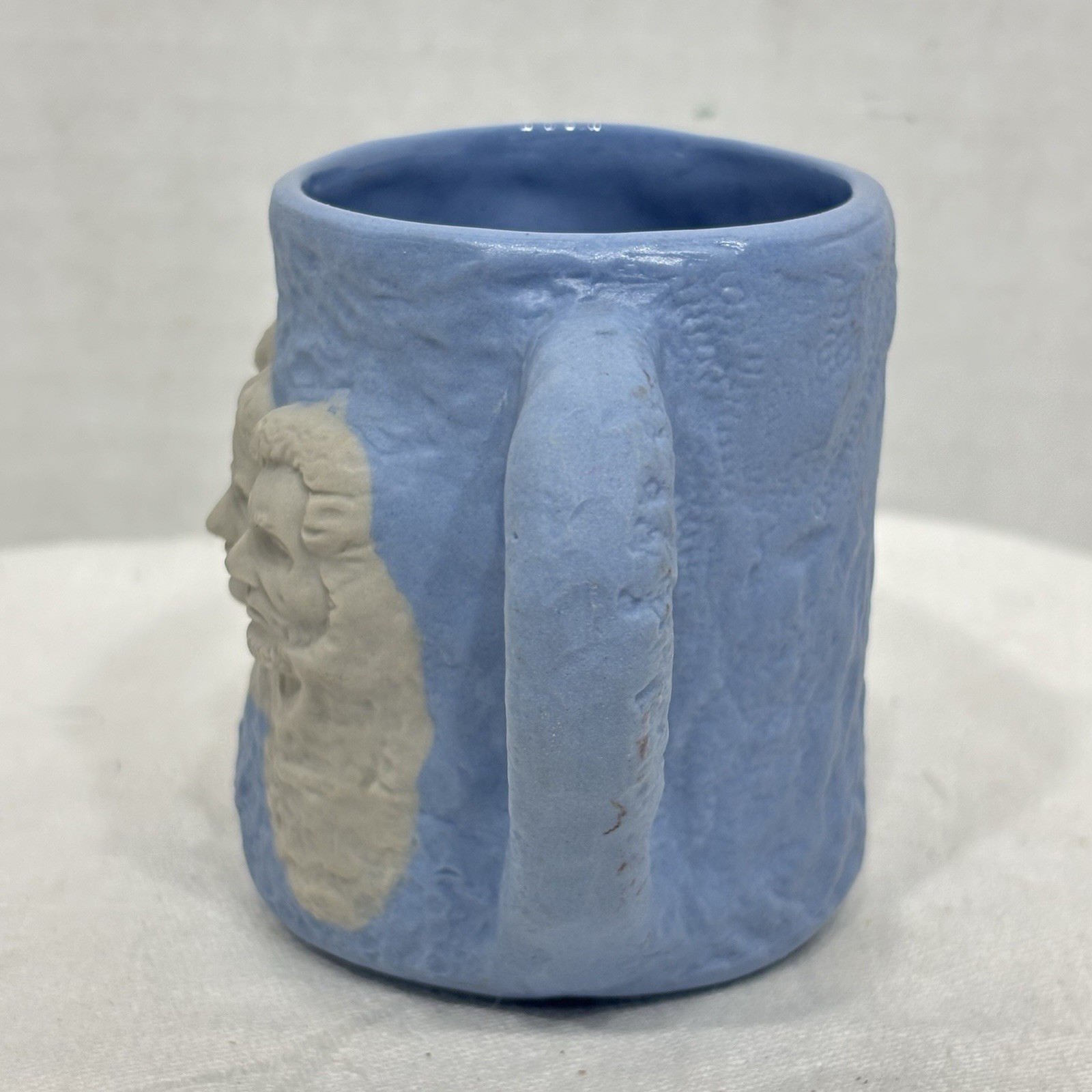 Vintage Mt. Rushmore 3-D Ceramic Pottery O.D. ’68 (Opal D.) Blue Mug 3.5″
