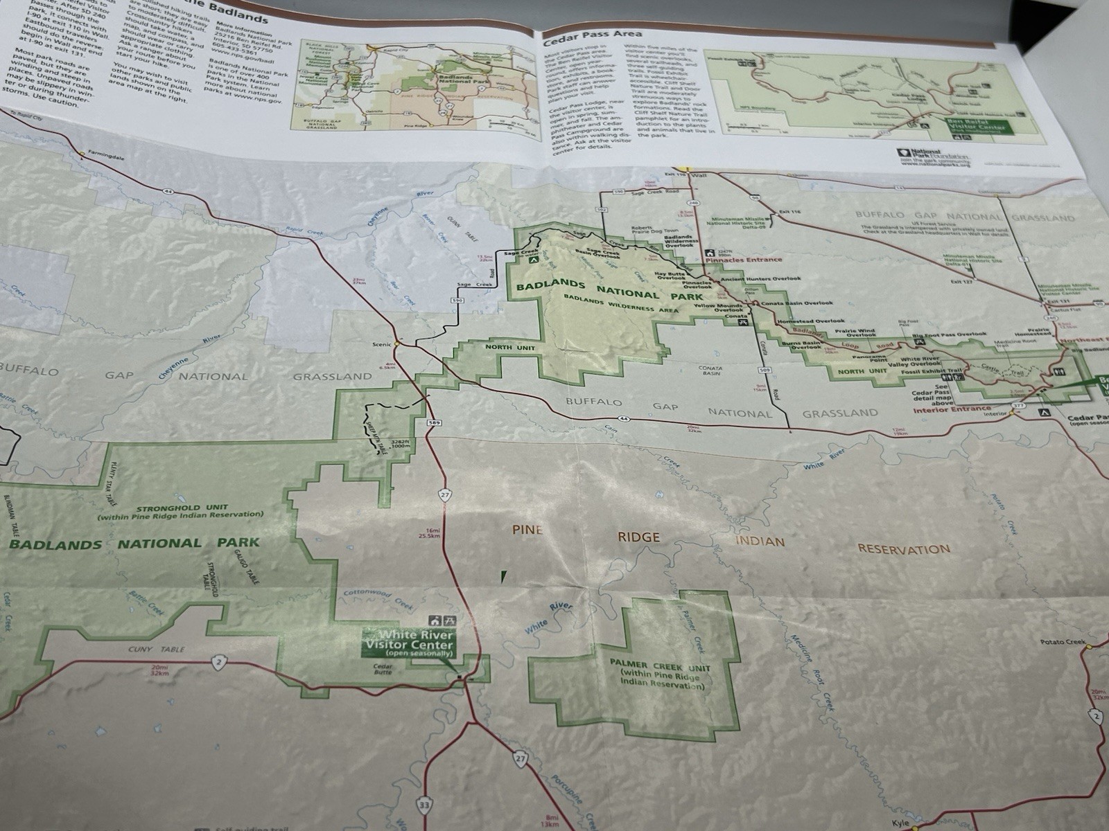 Badlands National Park Service South Dakota NPS Unigrid Brochure Foldout Map