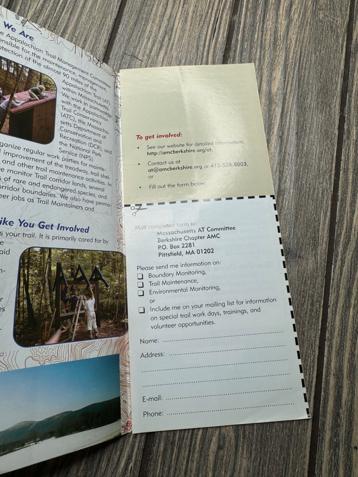 Massachusetts Appalachian Trail Management Committee Volunteer Brochure