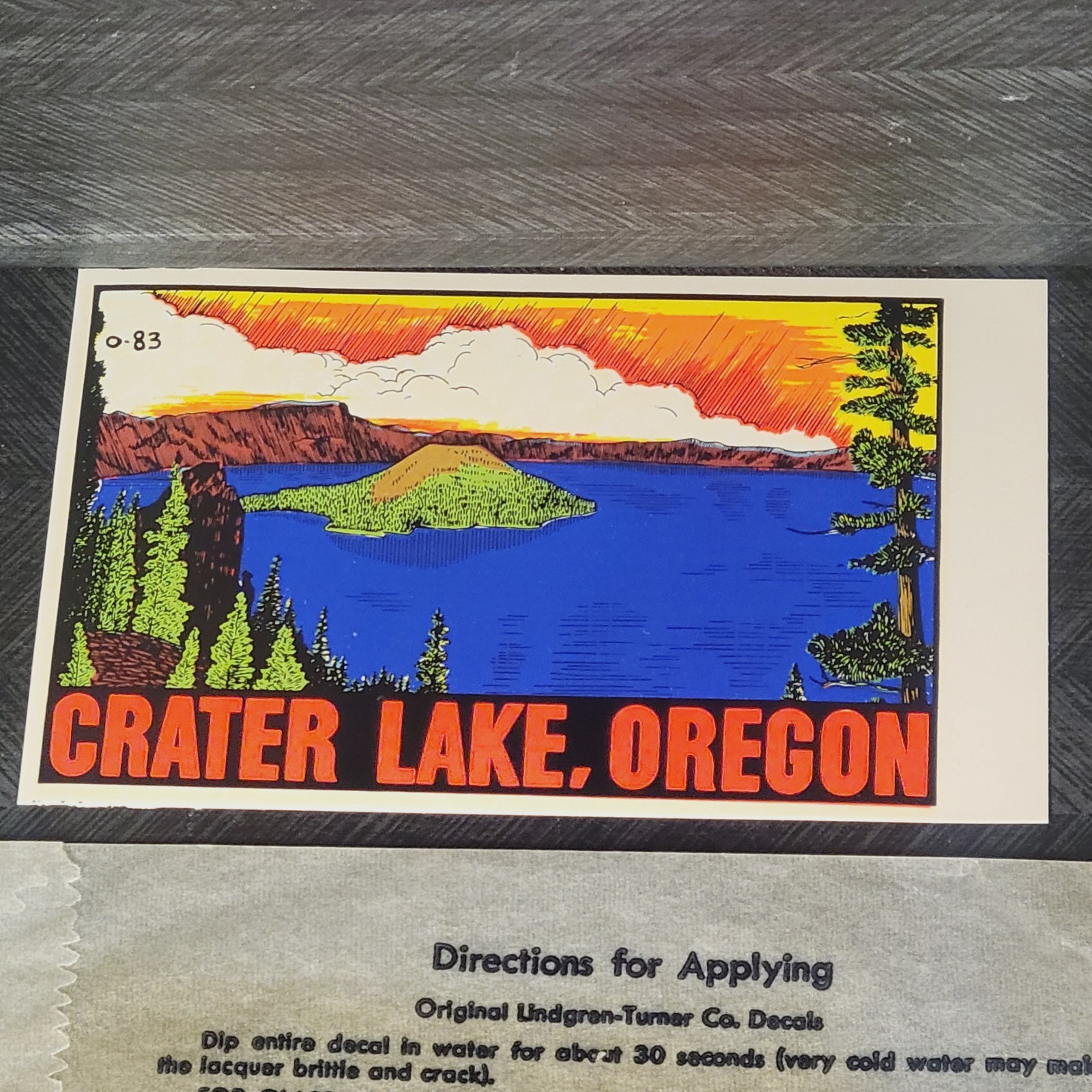 Crater Lake Oregon Lindgren Turner Window Travel Decal National Park RARE