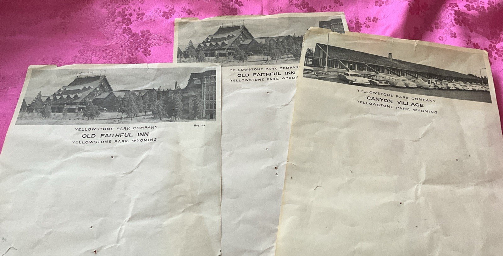 Yellowstone Park Company Stationery (as-is)/ Haynes 1950’s Image Letterheads,3Pc