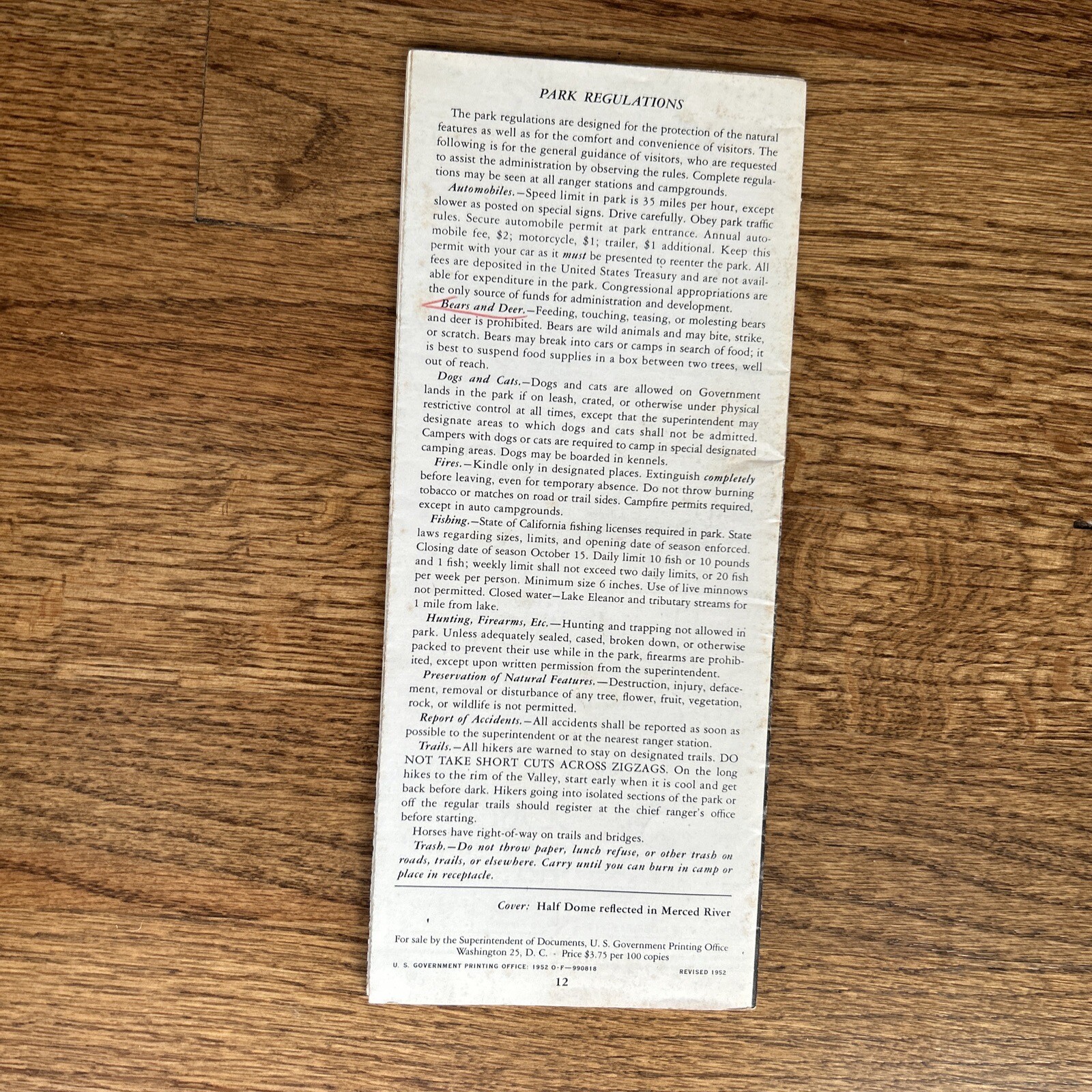 3 Vintage 1952 – Yosemite National Park California – Souvenir Brochures