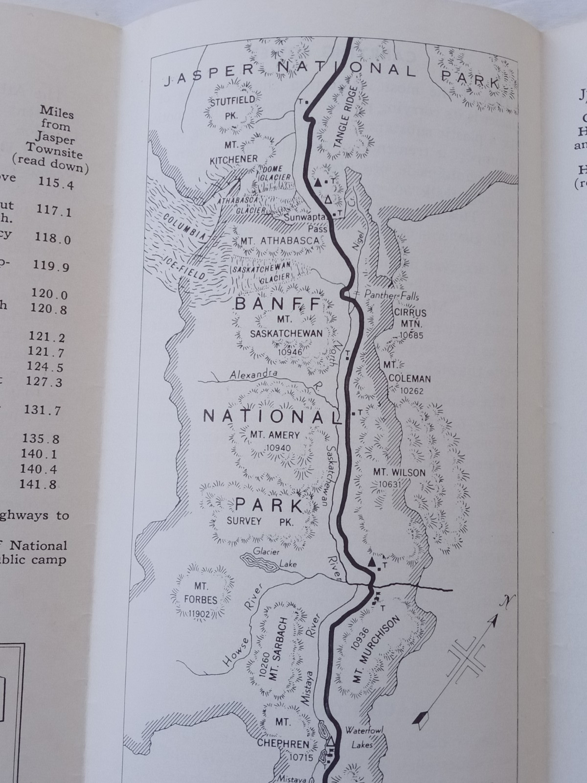 BANFF JASPER and COLUMBIA ICE FIELD HIGHWAY Map 1959 Brochure Alberta Canada
