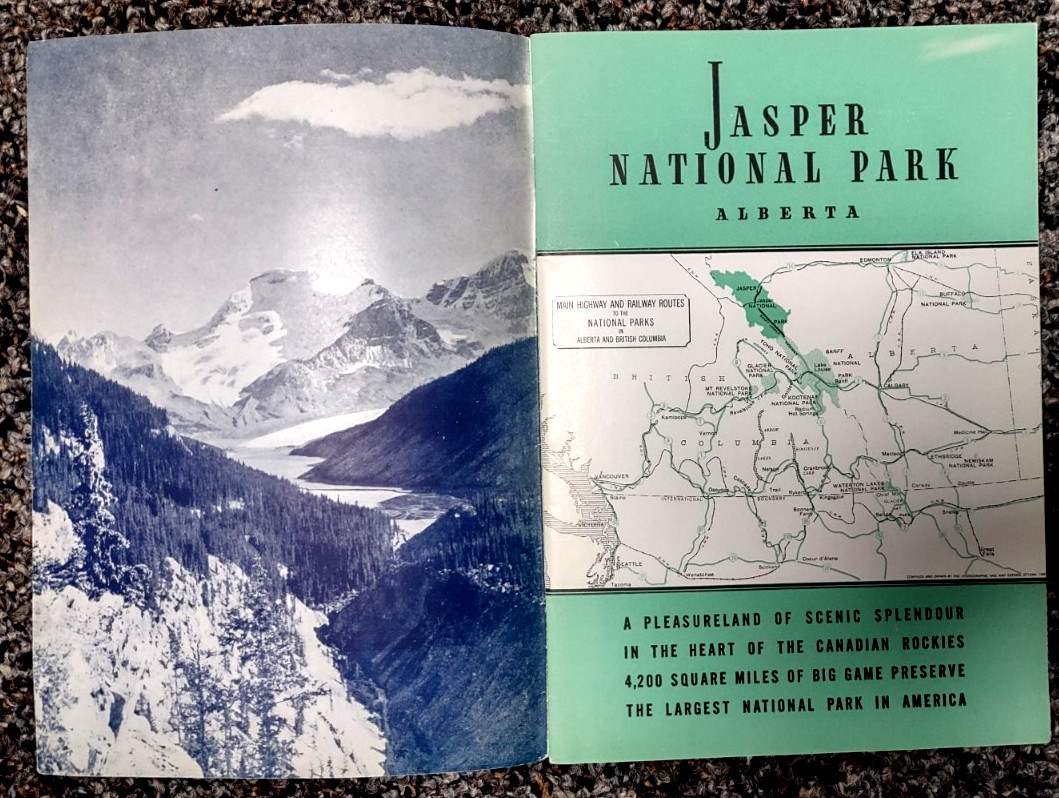 Vintage Jasper National Park in The Canadian Rockies Travel Guide dated 1940