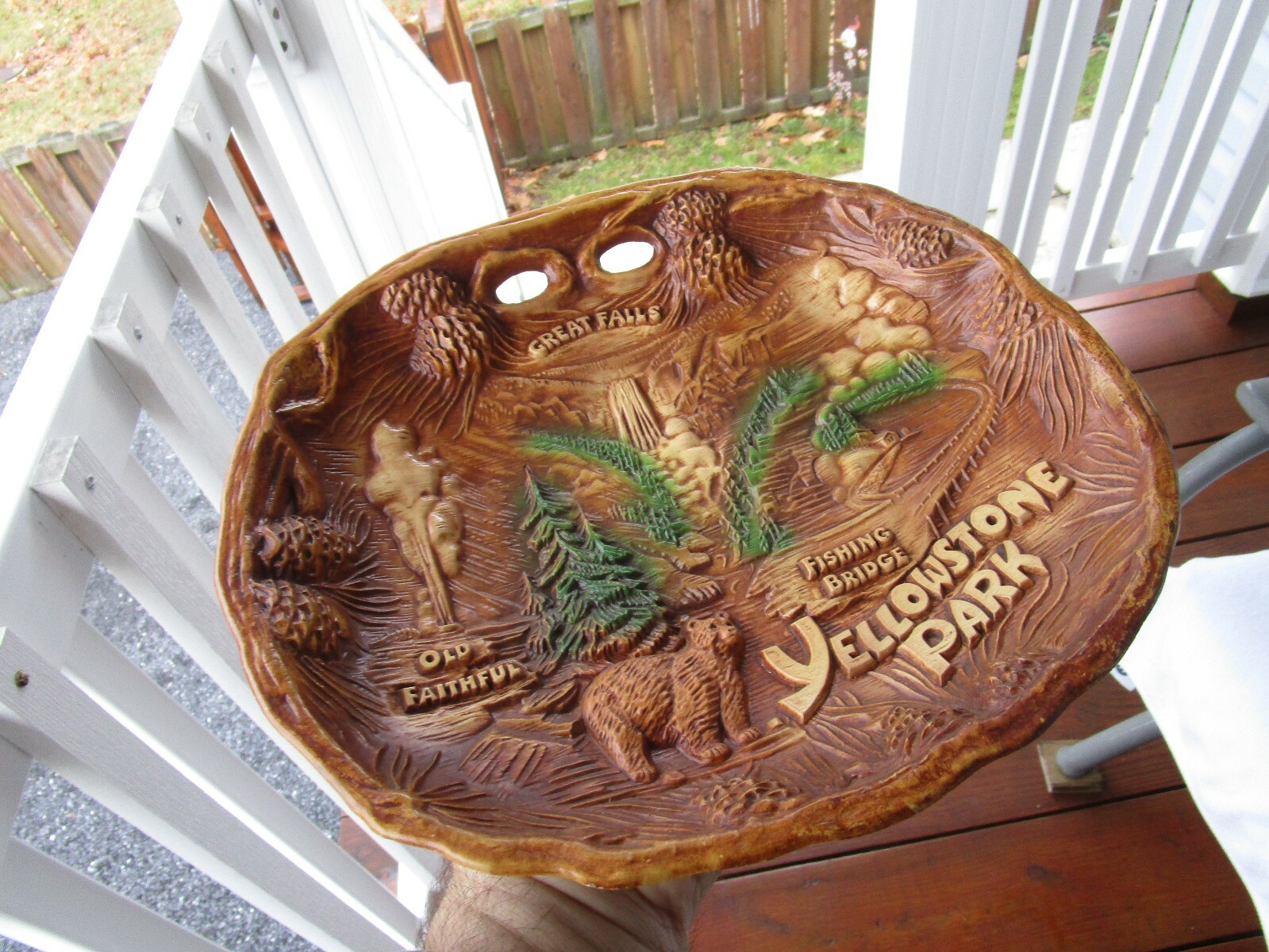 Vintage Souvenir Tray Bowl Wall Hanging Yellowstone National Park by Taco 11-3/4