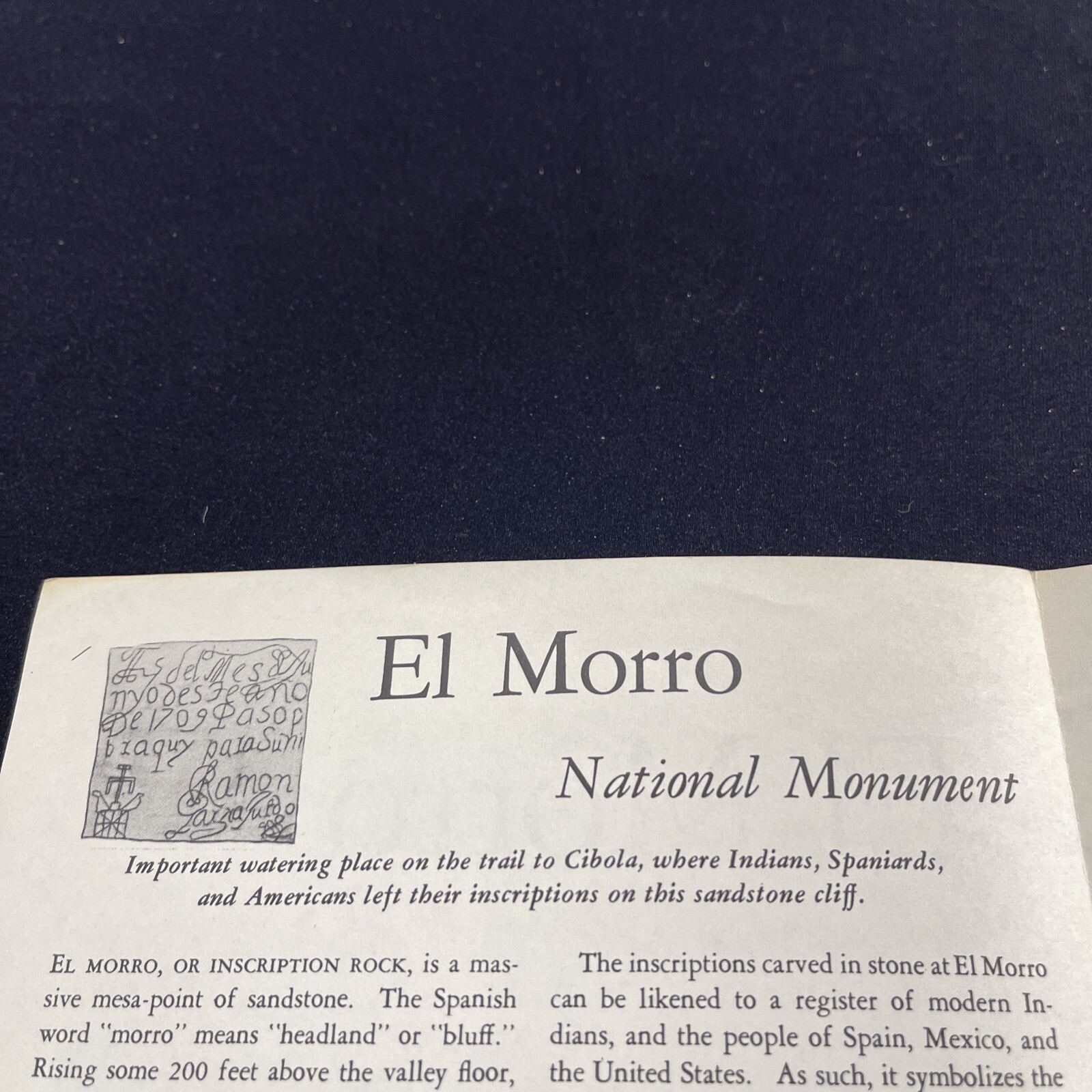 Vintage 1957 El Morro National Monument Brochure Pamphlet Map Info New Mexico