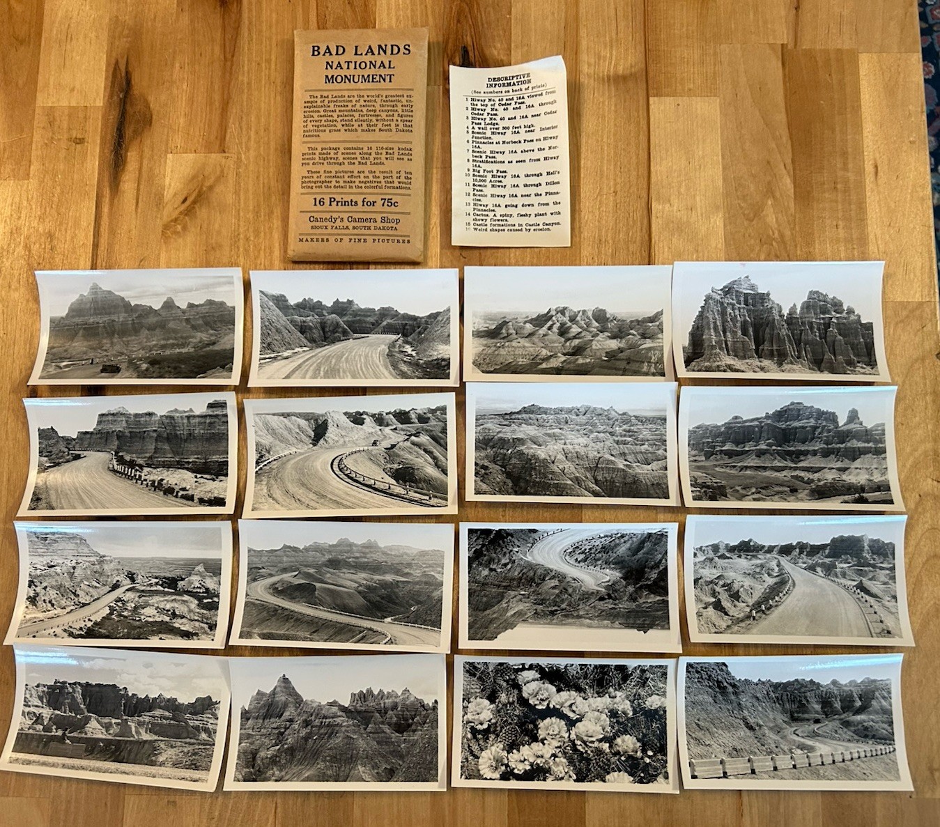 VTG 30s BAD LANDS National Monument Canedy’s Camera Shop 16 Photo Print Envelope