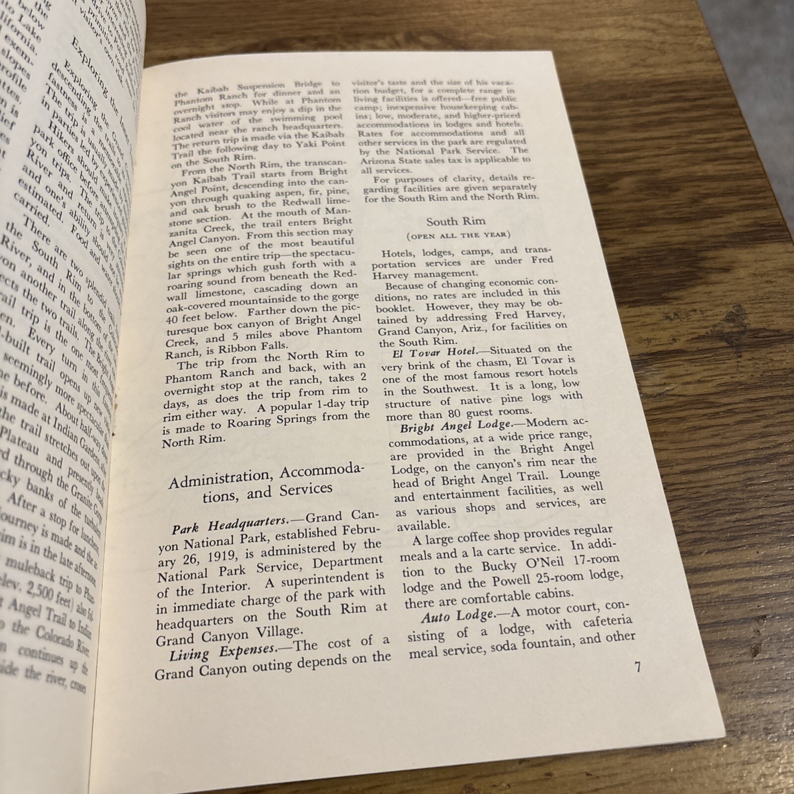 Grand Canyon National Park Info Pamphlet Reprint 1956